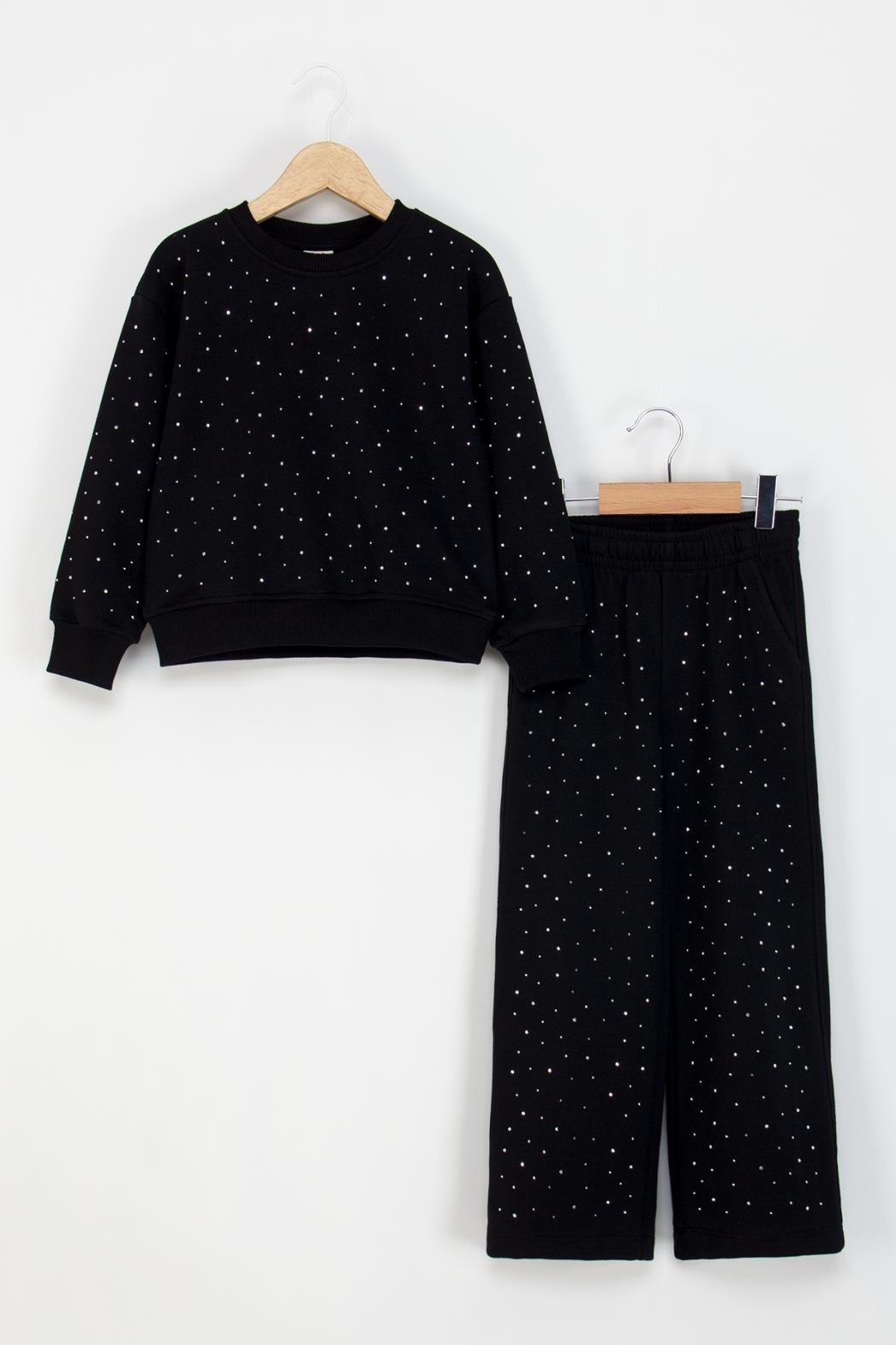 Dmb Kız Çocuk Taşlı Eşofman Takım 4-9 Yaş Siyah