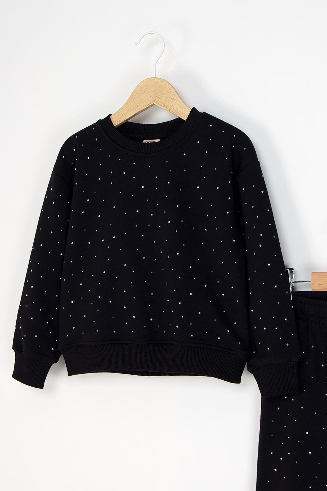 Dmb Kız Çocuk Taşlı Eşofman Takım 4-9 Yaş Siyah