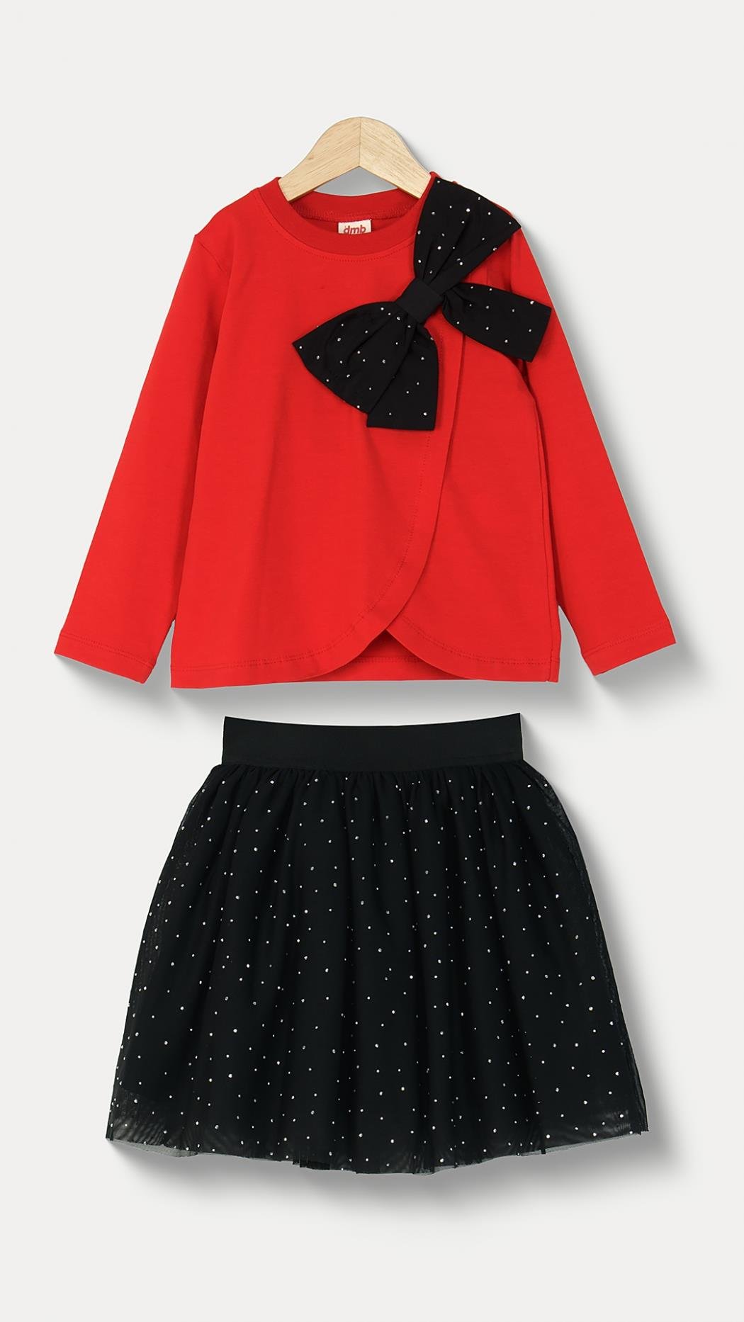 Dmb Kız Çocuk Tül Etekli Takım 4-9 Yaş Kırmızı