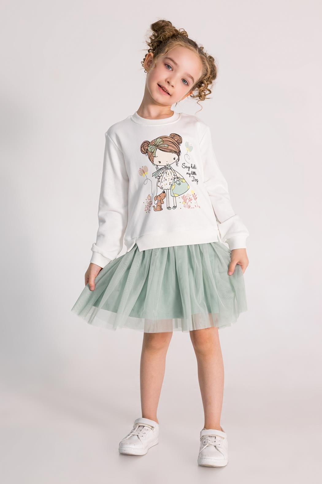 Dmb Kız Çocuk Tütülü Elbise 4-9 Yaş Mint