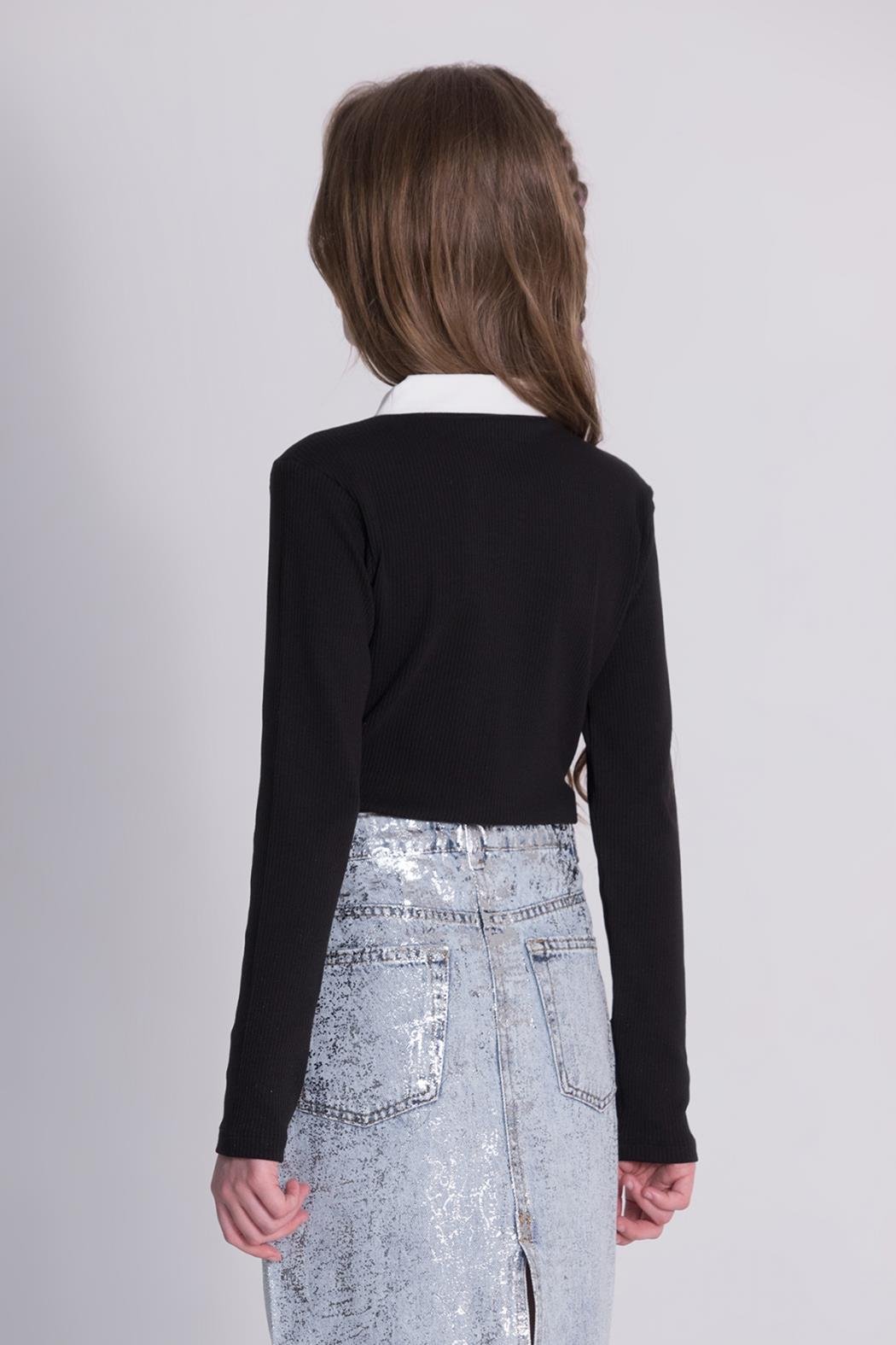 Dmb Kız Çocuk Yaka Fermuarlı Sweatshirt 9-14 Yaş SİYAH