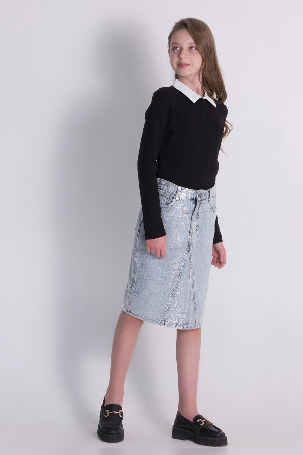 Dmb Kız Çocuk Yaka Fermuarlı Sweatshirt 9-14 Yaş SİYAH