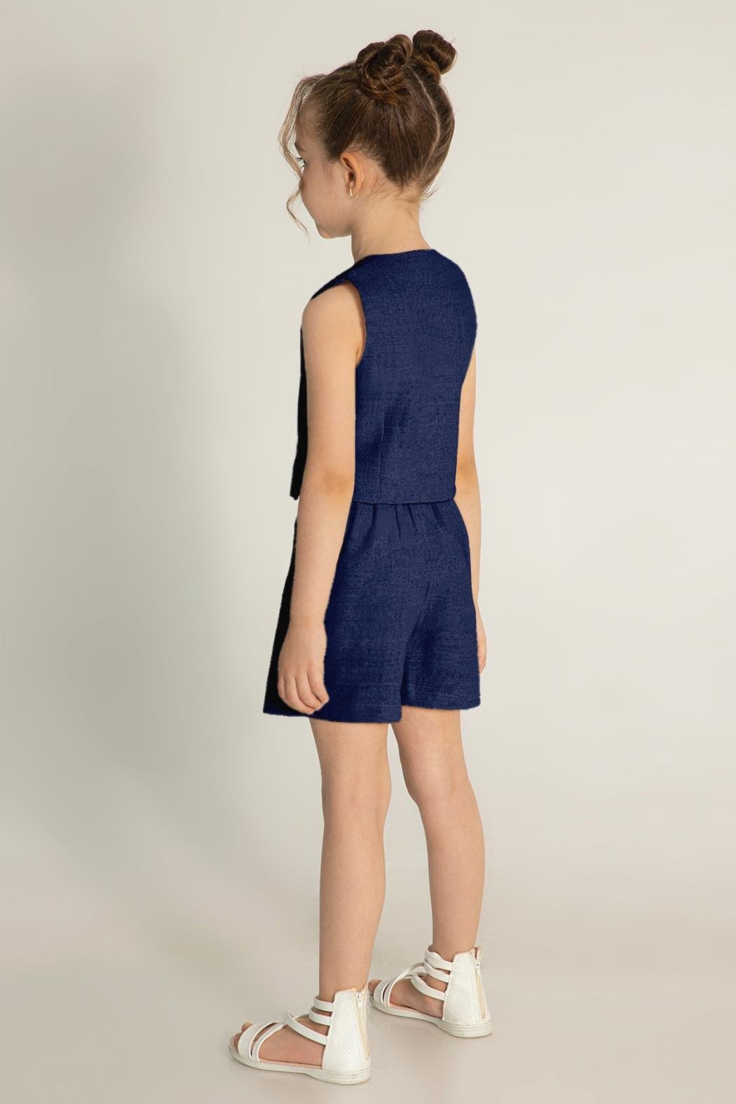 Dmb Kız Çocuk Yelek Şortlu Takım 4-9 Yaş Lacivert