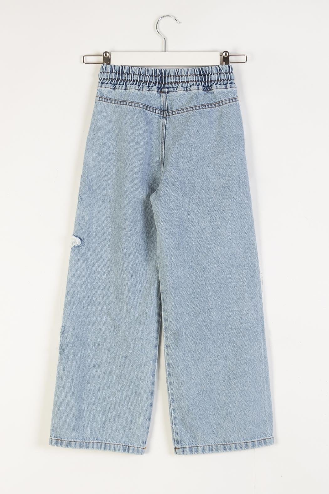 Dmb Kız Çocuk Yıldız Baskılı Kot Pantolon 4-9 Yaş Mavi
