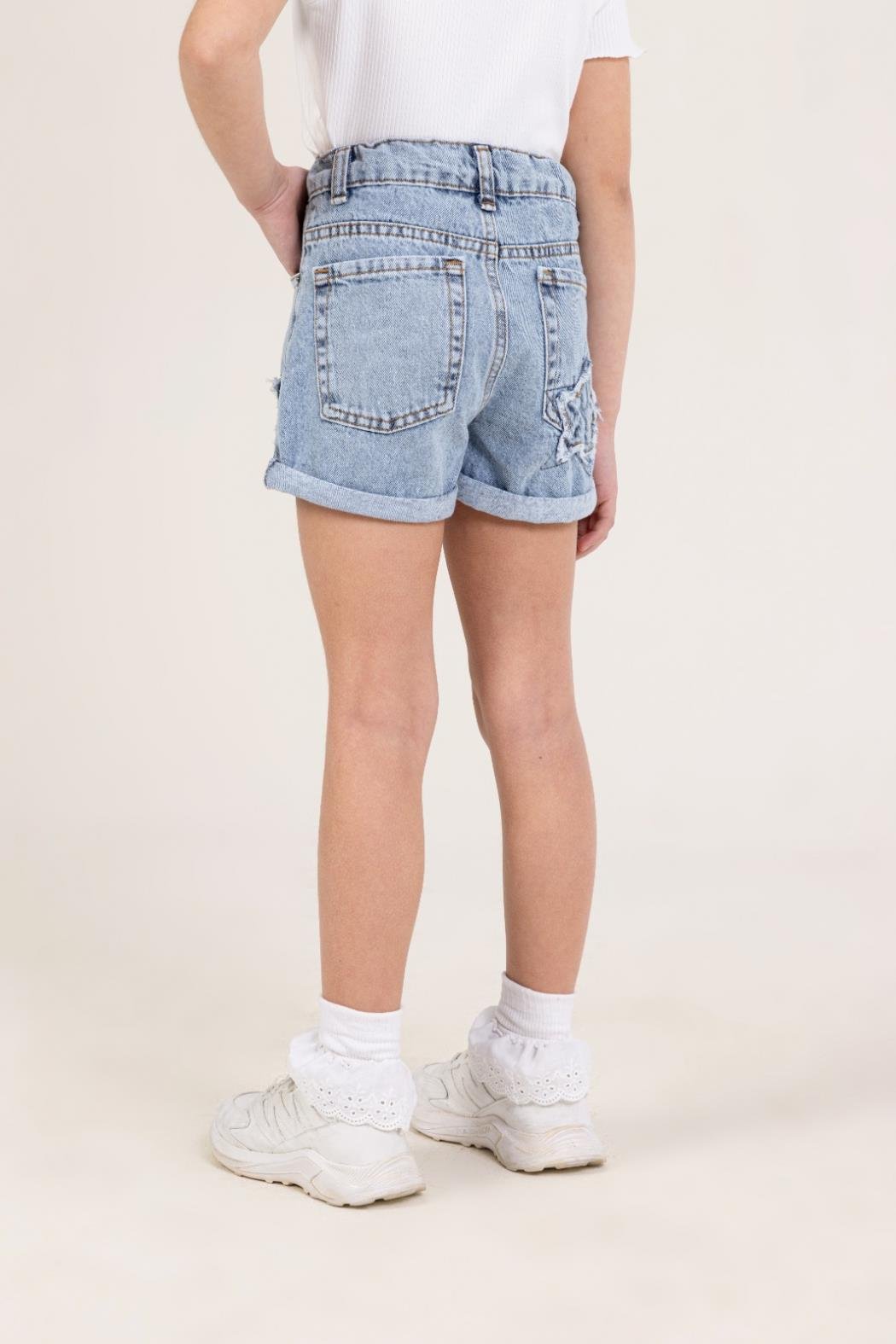 Dmb Kız Çocuk Yıldızlı Denim Şort 4-9 Yaş Mavi