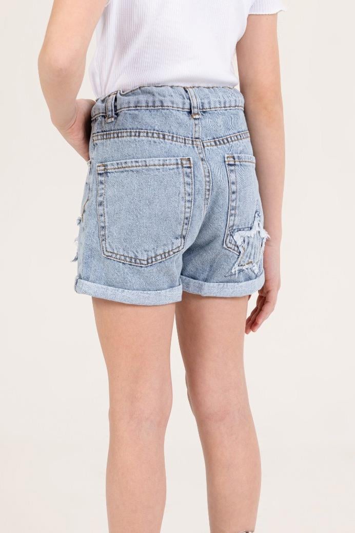 Dmb Kız Çocuk Yıldızlı Denim Şort 9-14 Yaş Mavi