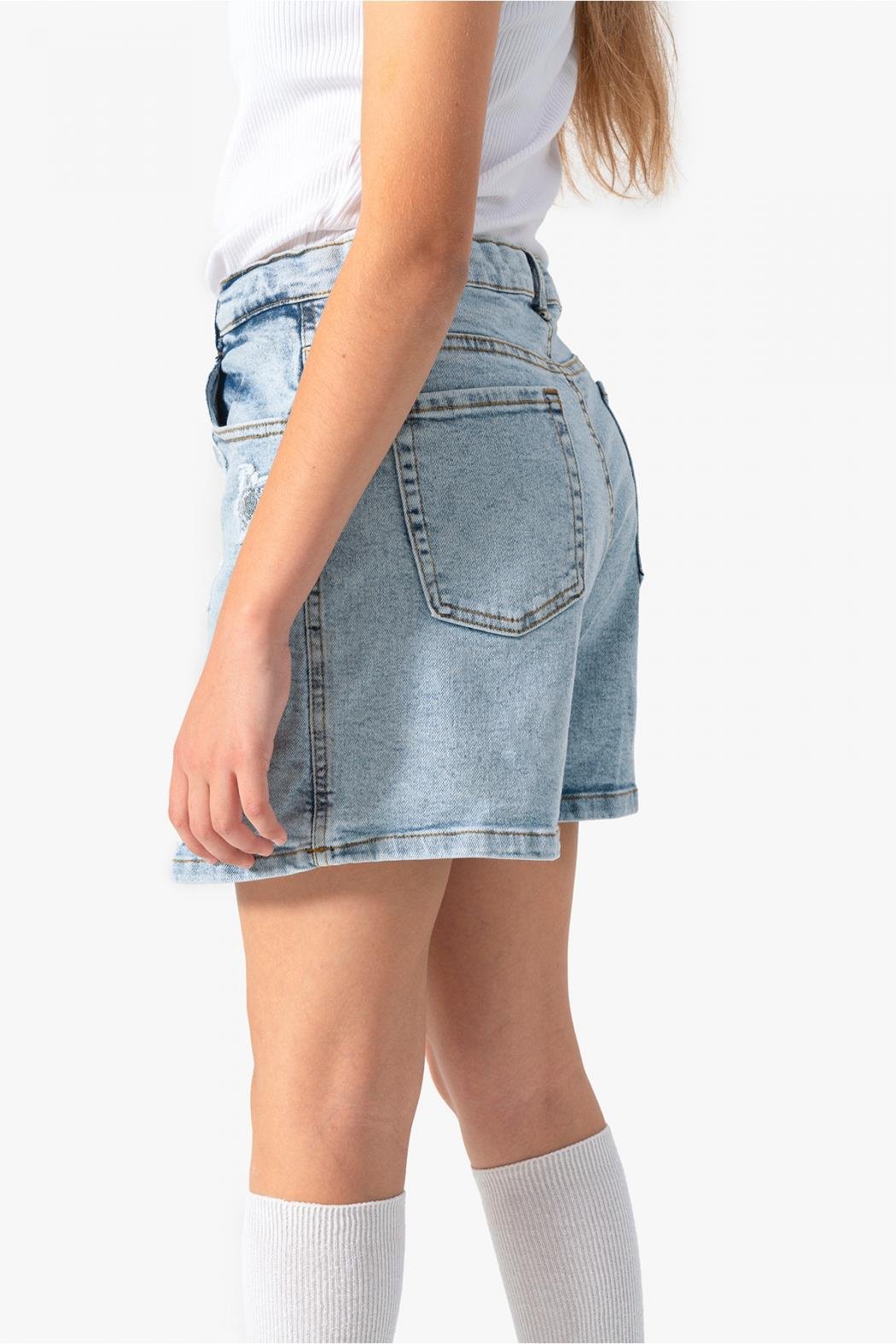 Dmb Kız Çocuk Yıldızlı Denim Şort Etek 9-14 Yaş Mavi