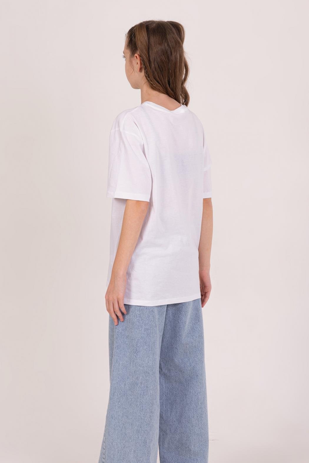 Dmb Kız Çocuk Yıldızlı Tshirt 4-9 Yaş Beyaz