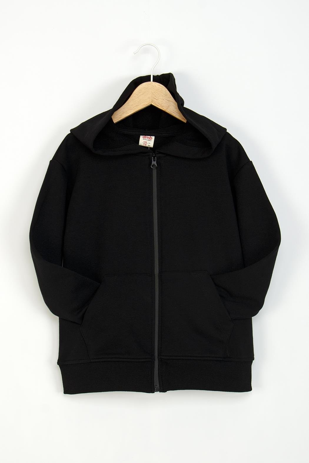 Dmb Unisex Çocuk Fermuarlı Sweatshirt 11-15 Yaş Siyah