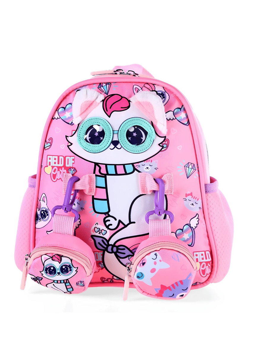 Dream Vest Gözlüklü Kedi Mini Sırt Çantası Pembe