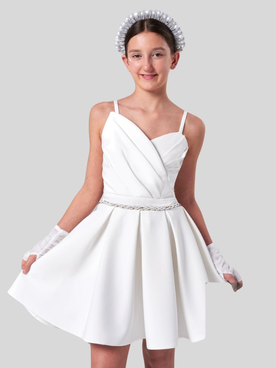 Erkut Kız Çocuk Abiye Elbise 10-15 Yaş Beyaz