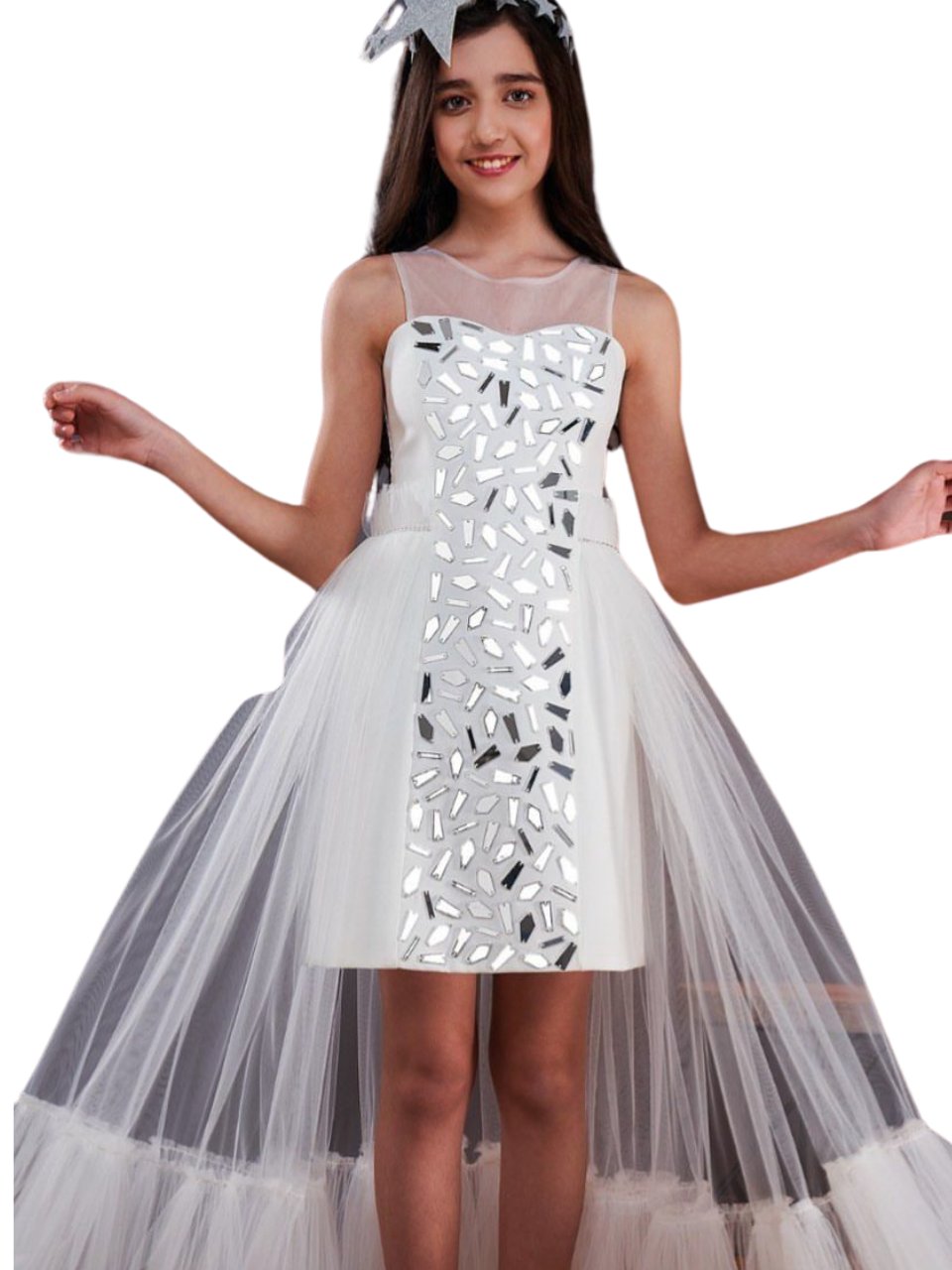 Erkut Kız Çocuk Abiye Elbise 10-15 Yaş Krem