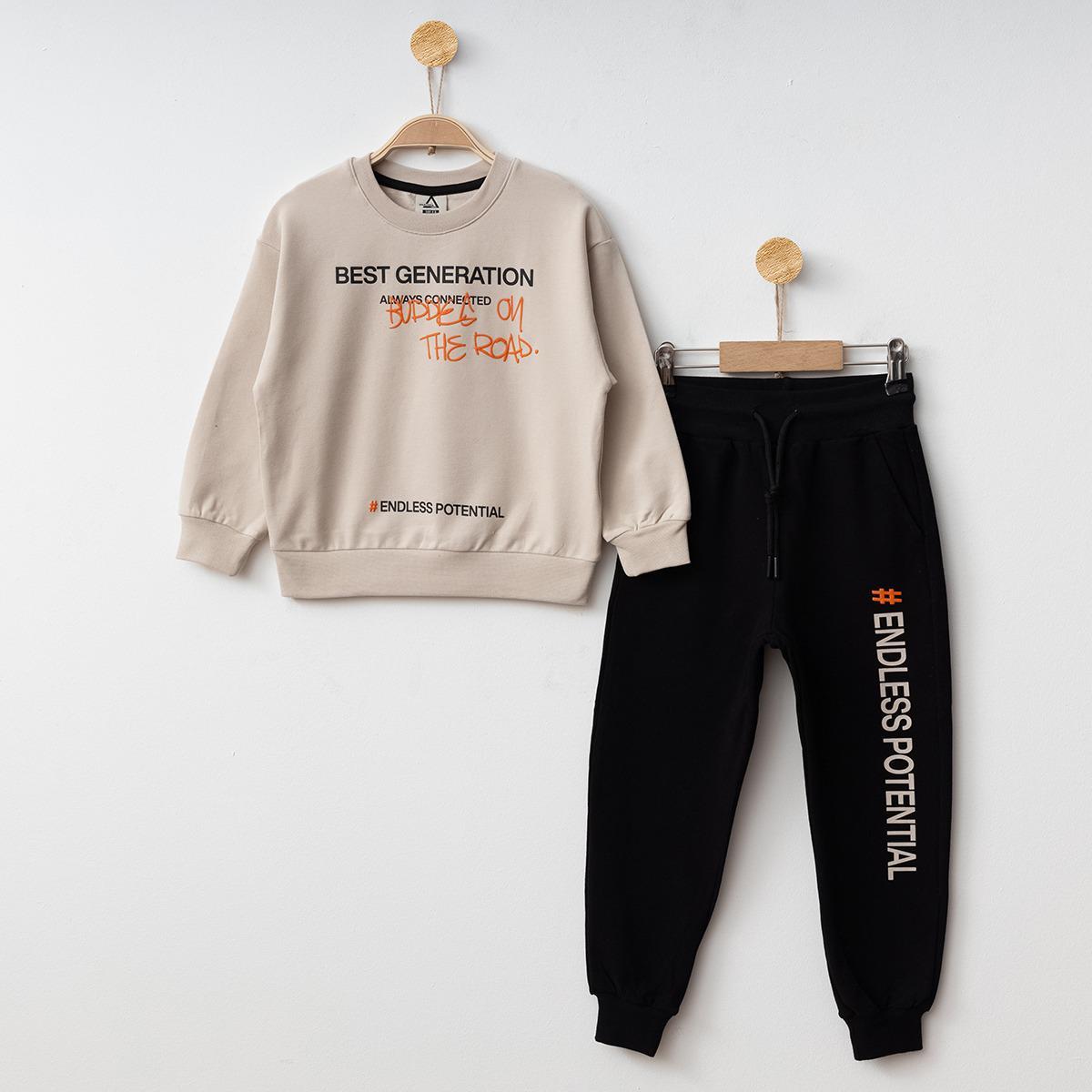 Gugo Erkek Çocuk Baskılı Eşofman 4-12 Yaş TAŞ