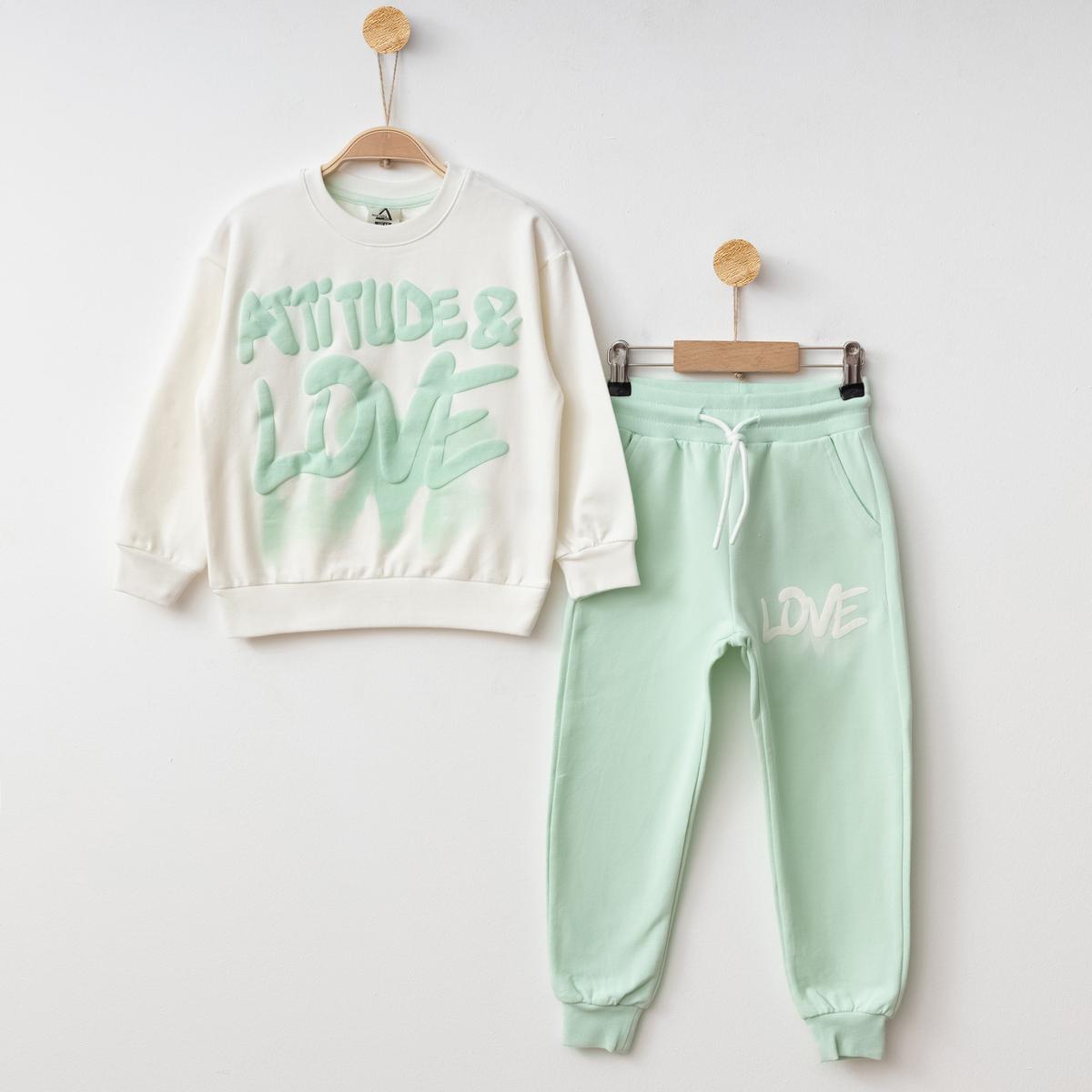 Gugo Kız Çocuk Baskılı Eşofman 4-12 Yaş YEŞİL