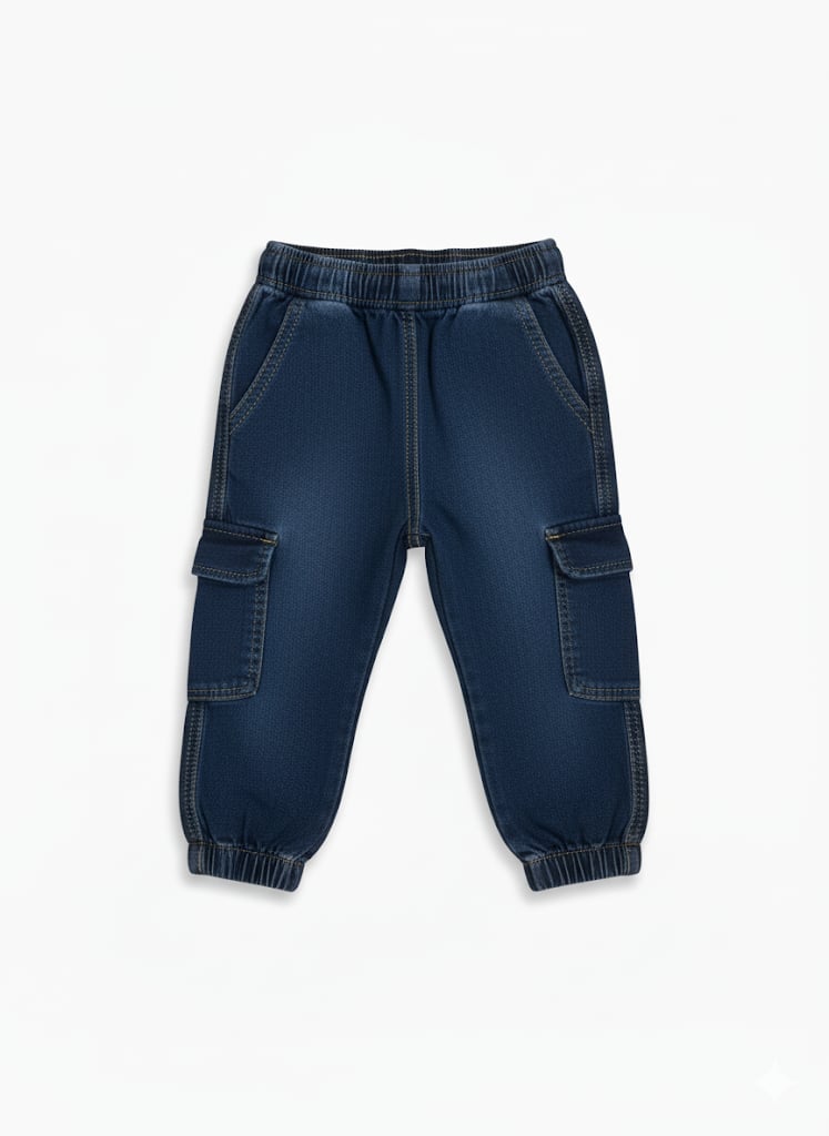Jena Erkek Bebek Kargo Cepli Kot Pantolon 9-36 Ay Mavi
