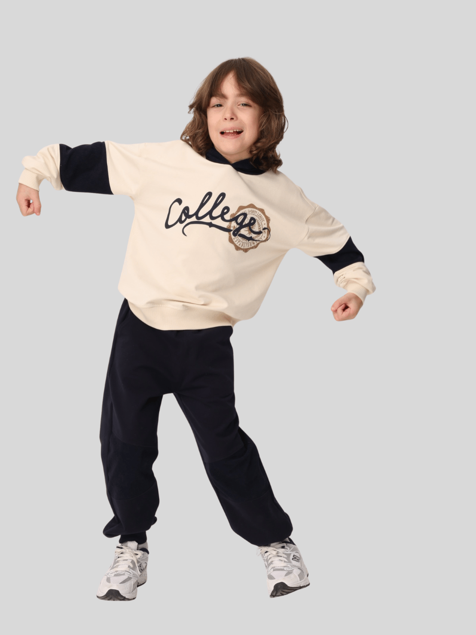 Jena Erkek Çocuk College Eşofman Takım 3-14 Yaş Ekru