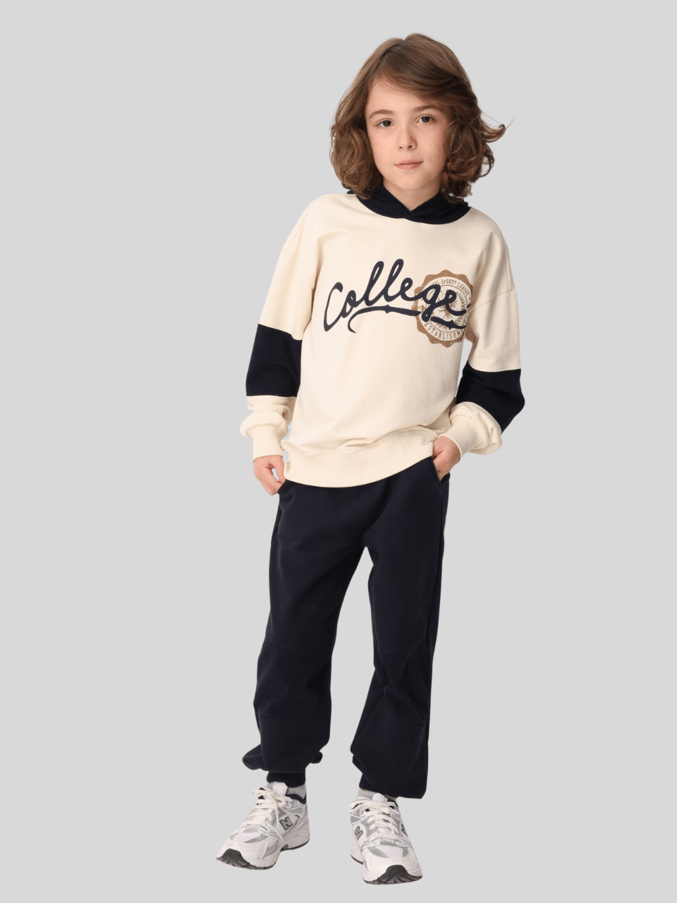 Jena Erkek Çocuk College Eşofman Takım 3-14 Yaş Ekru