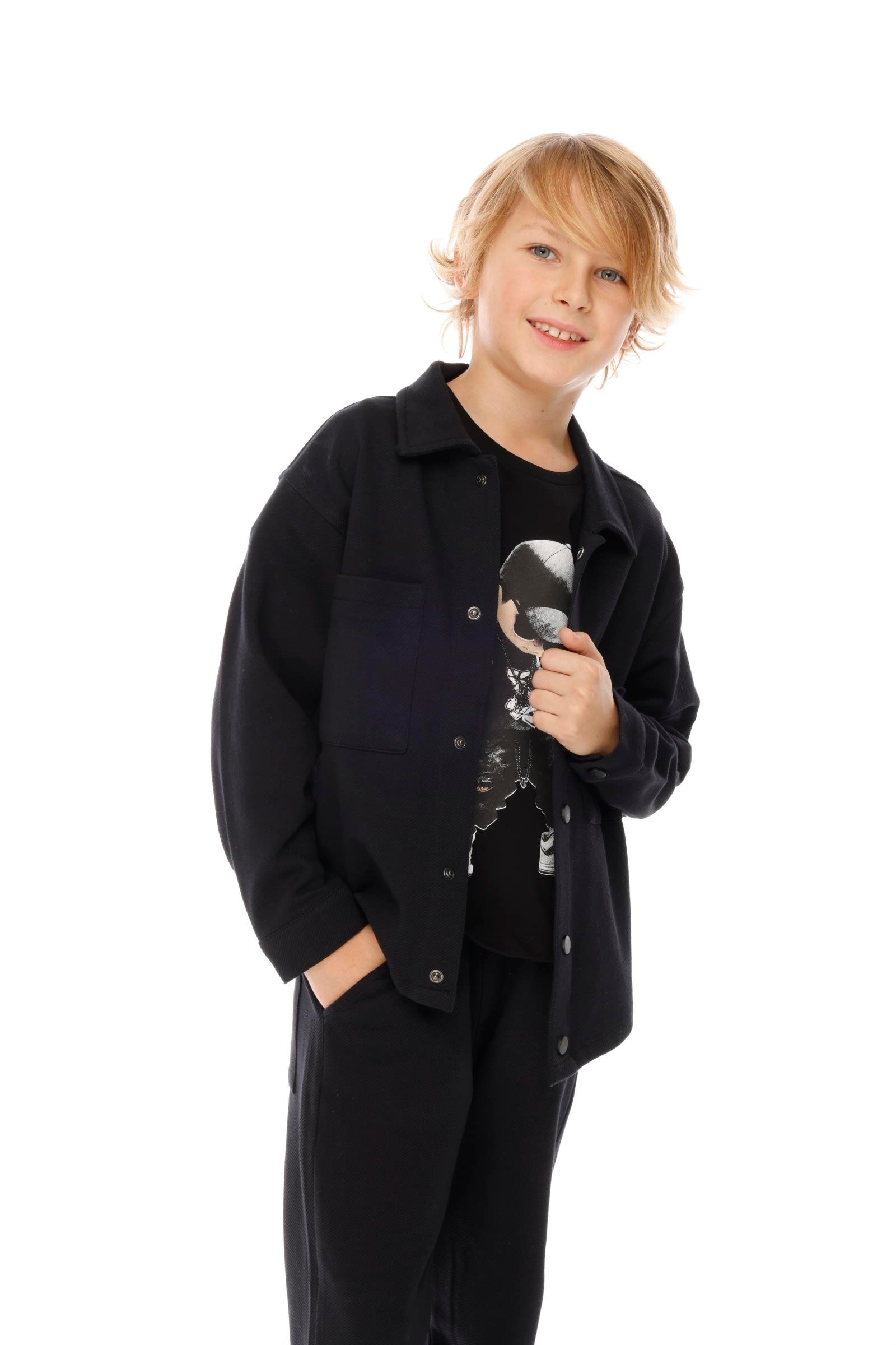 Jena Erkek Çocuk Dıagonal 2li Takım 8-14 Yaş Siyah