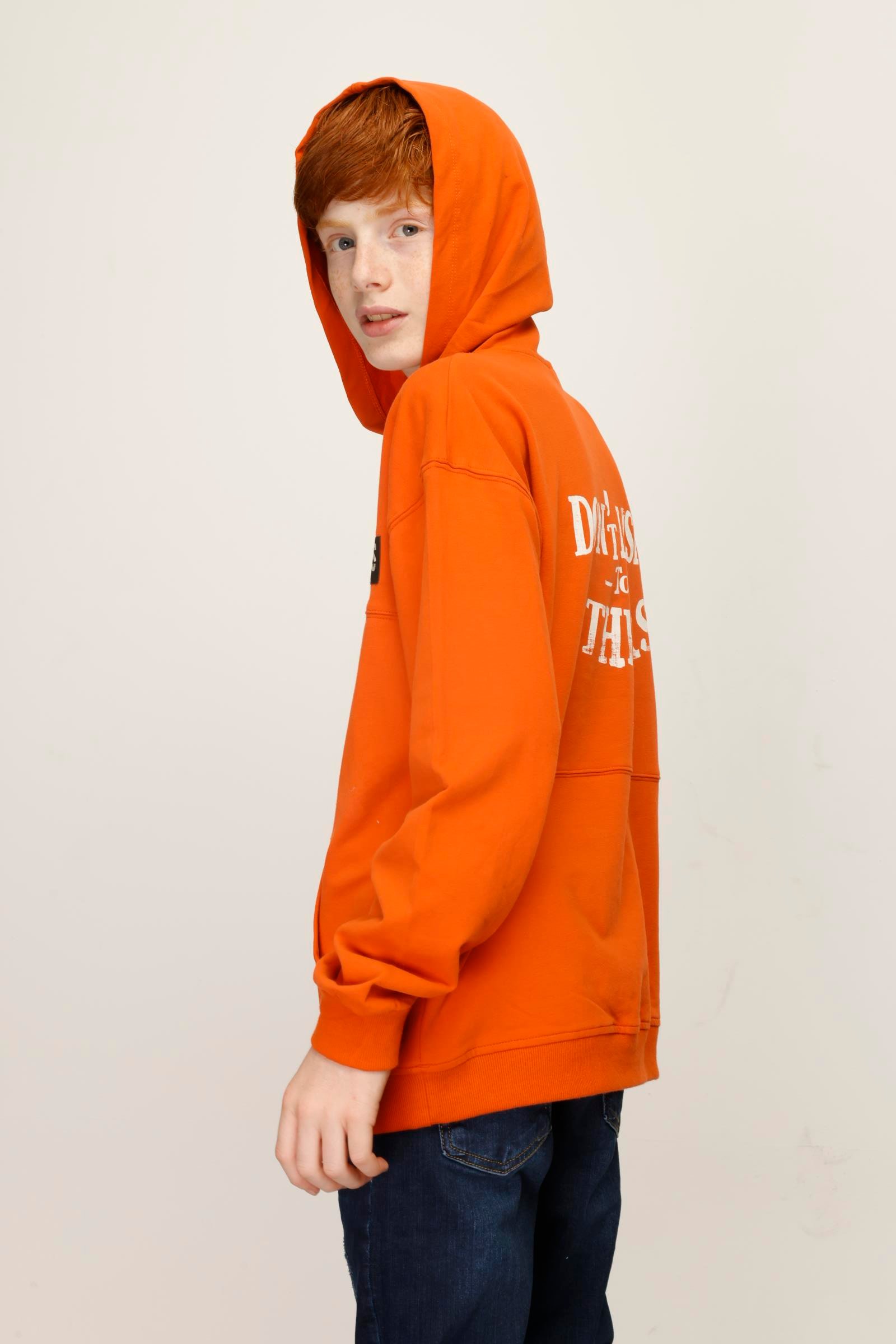 Jena Erkek Çocuk Dont Listen Baskılı Sweatshirt 9-14 Yaş TURUNCU