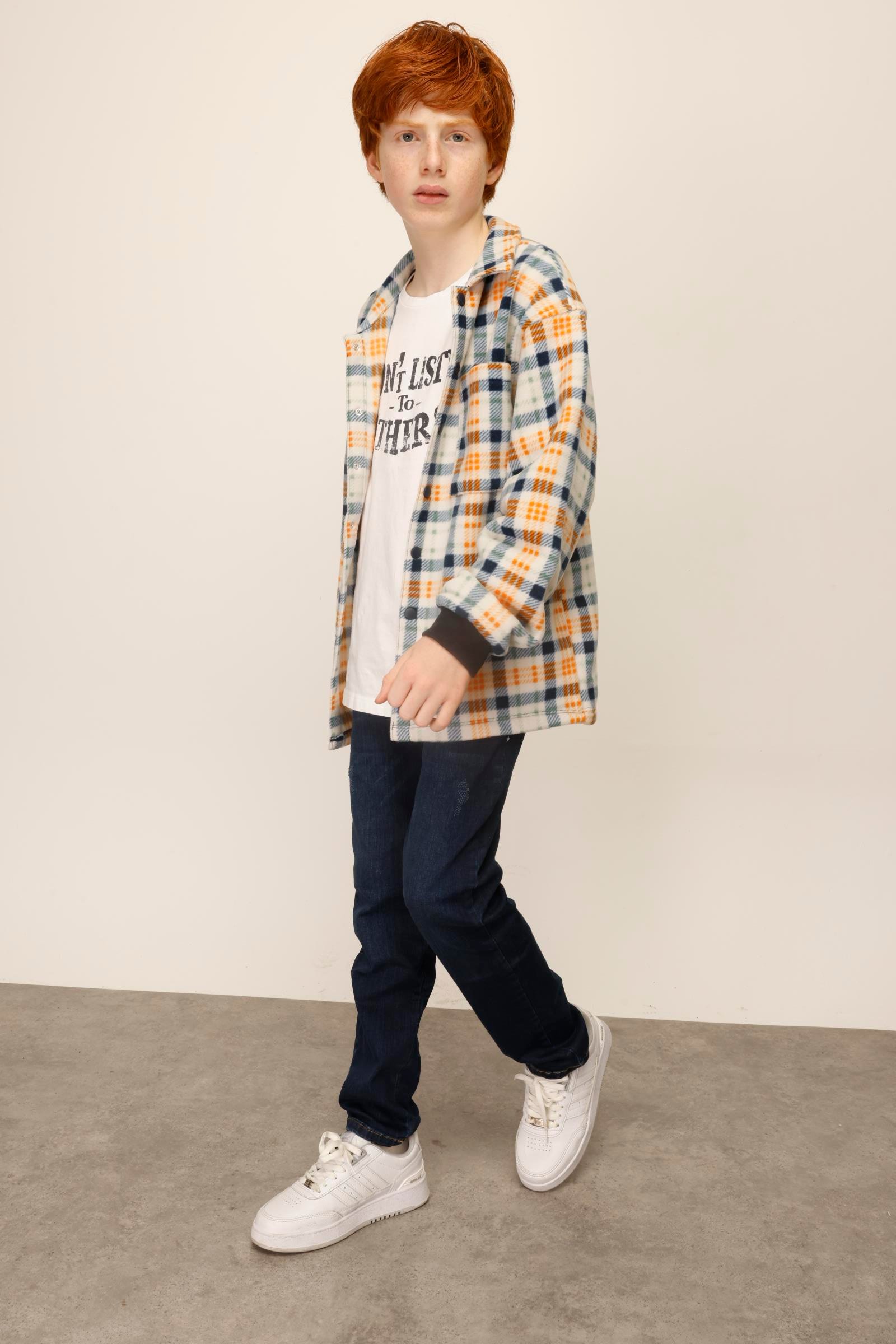 Jena Erkek Çocuk Ekose Polar Gömlek 4-8 Yaş KARMA