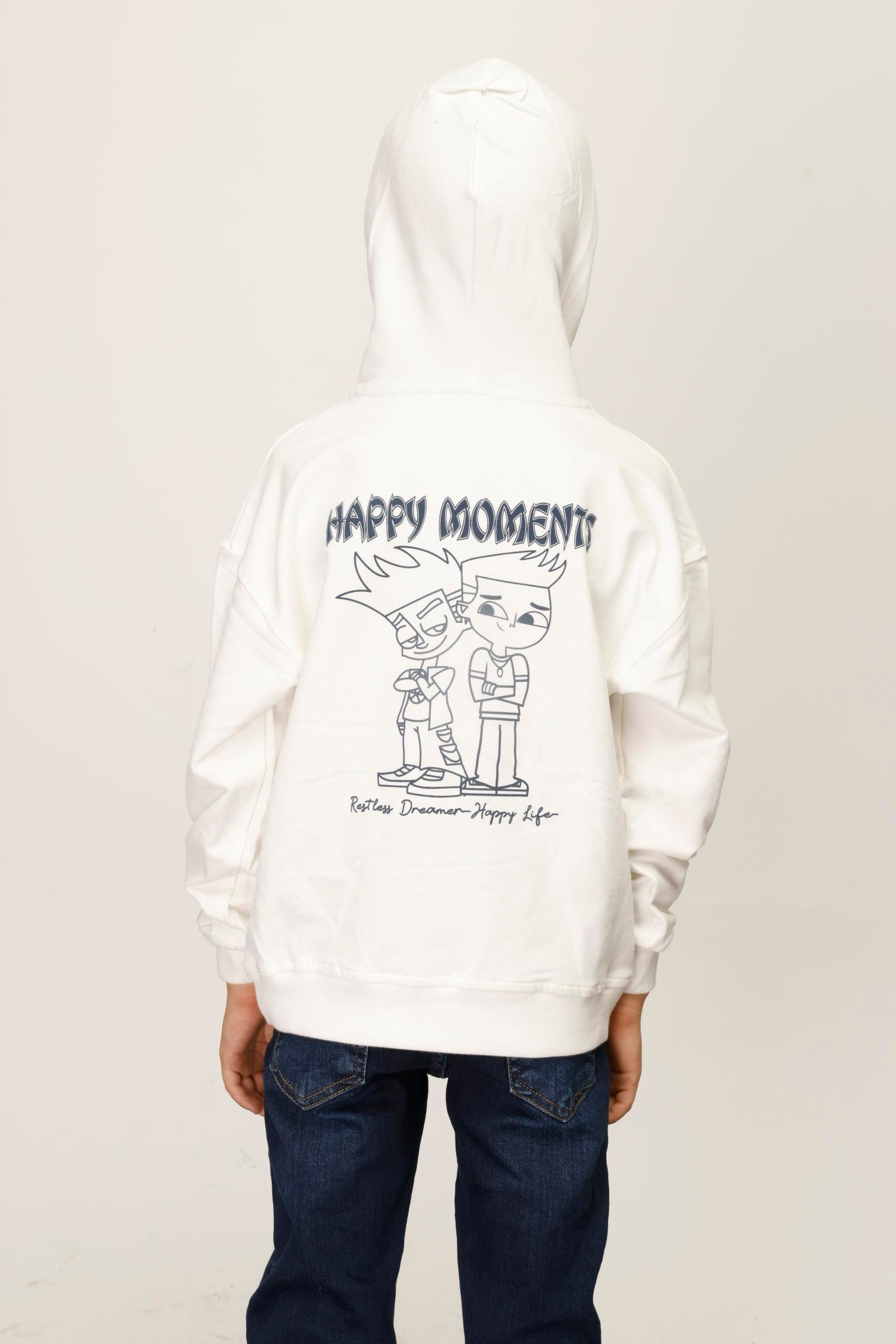 Jena Erkek Çocuk Happy Moment Kapüşonlu Sweatshirt 4-8 Yaş EKRU