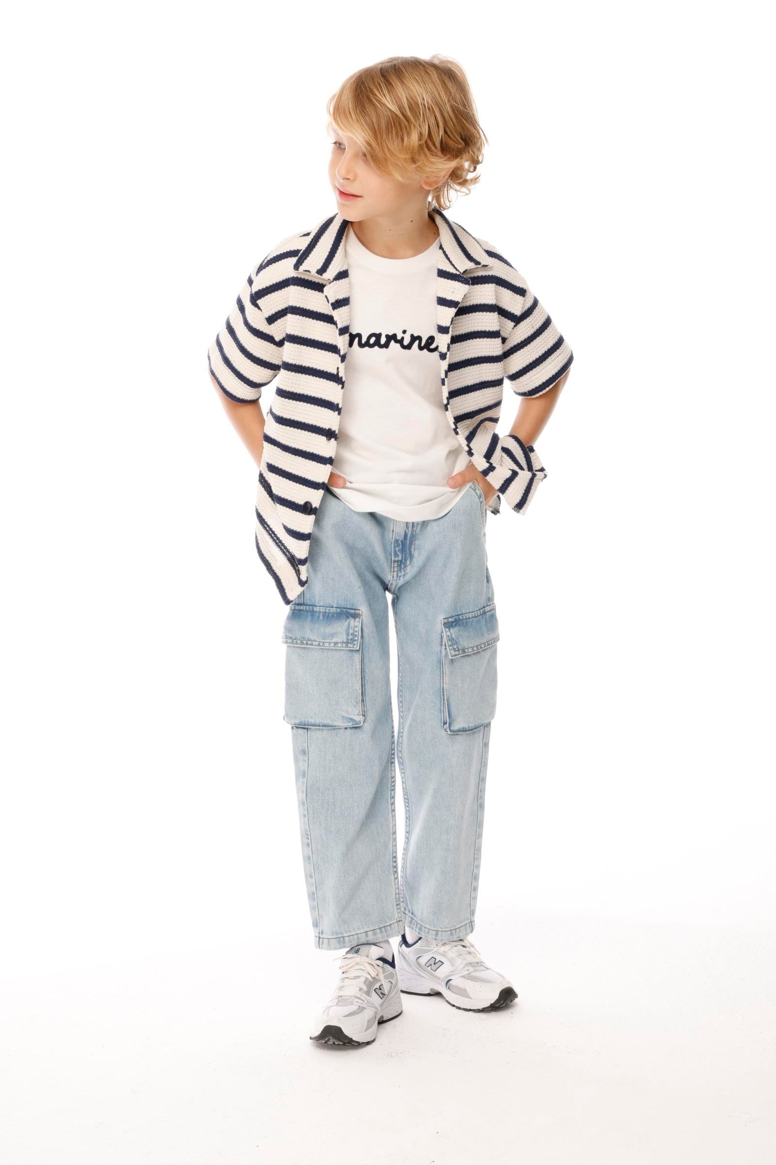 Jena Erkek Çocuk Kargo Cepli Denim Pantolon  3-8 Yaş Mavi