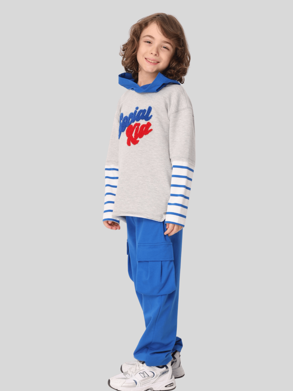 Jena Erkek Çocuk Social Sweatshirt 3-8 Yaş Gri