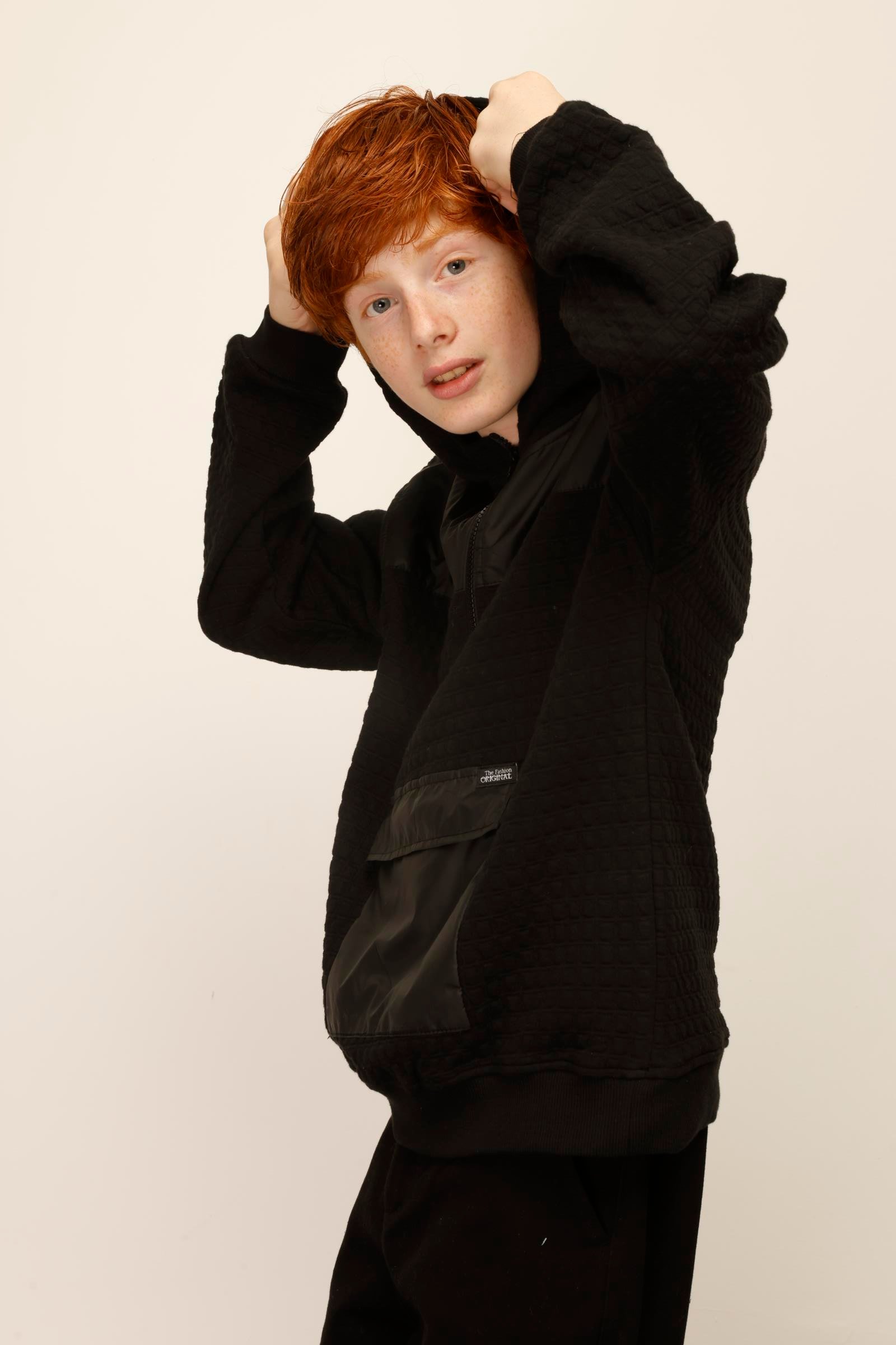 Jena Erkek Çocuk Yaka Fermuarlı Sweatshirt 9-14 Yaş SİYAH