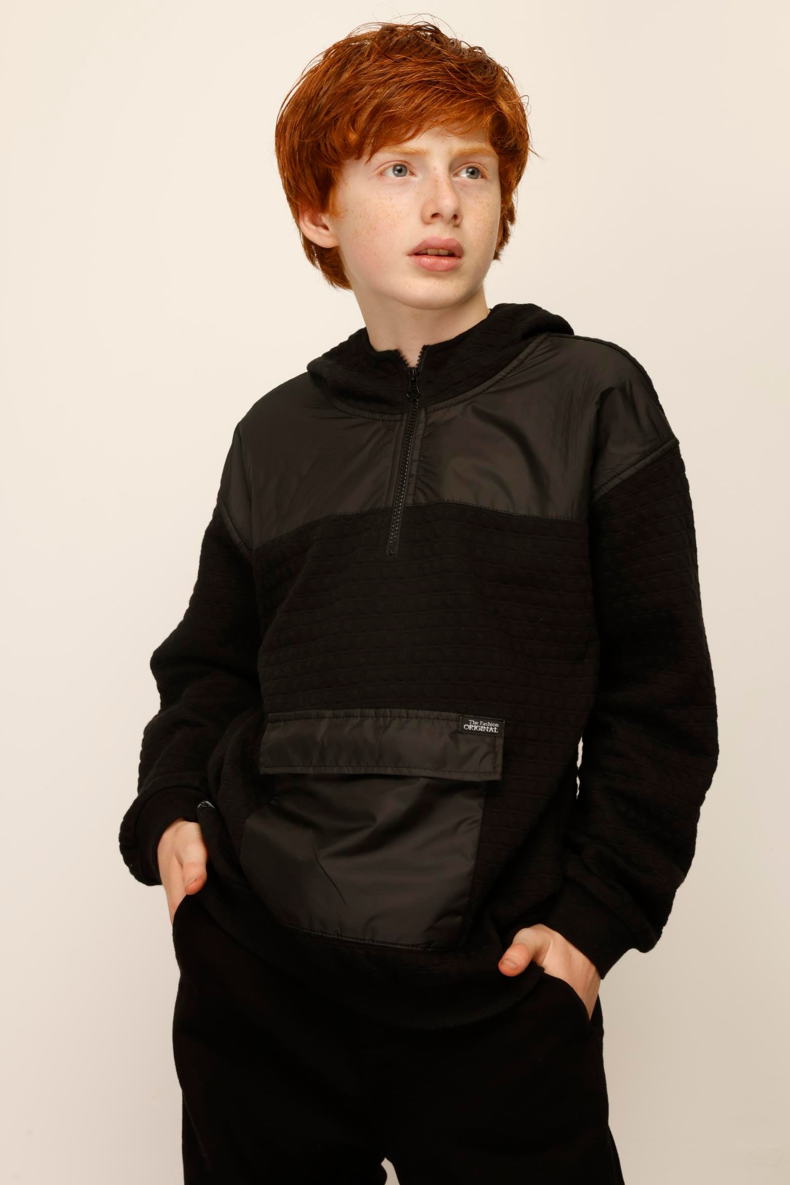 Jena Erkek Çocuk Yaka Fermuarlı Sweatshirt 9-14 Yaş SİYAH