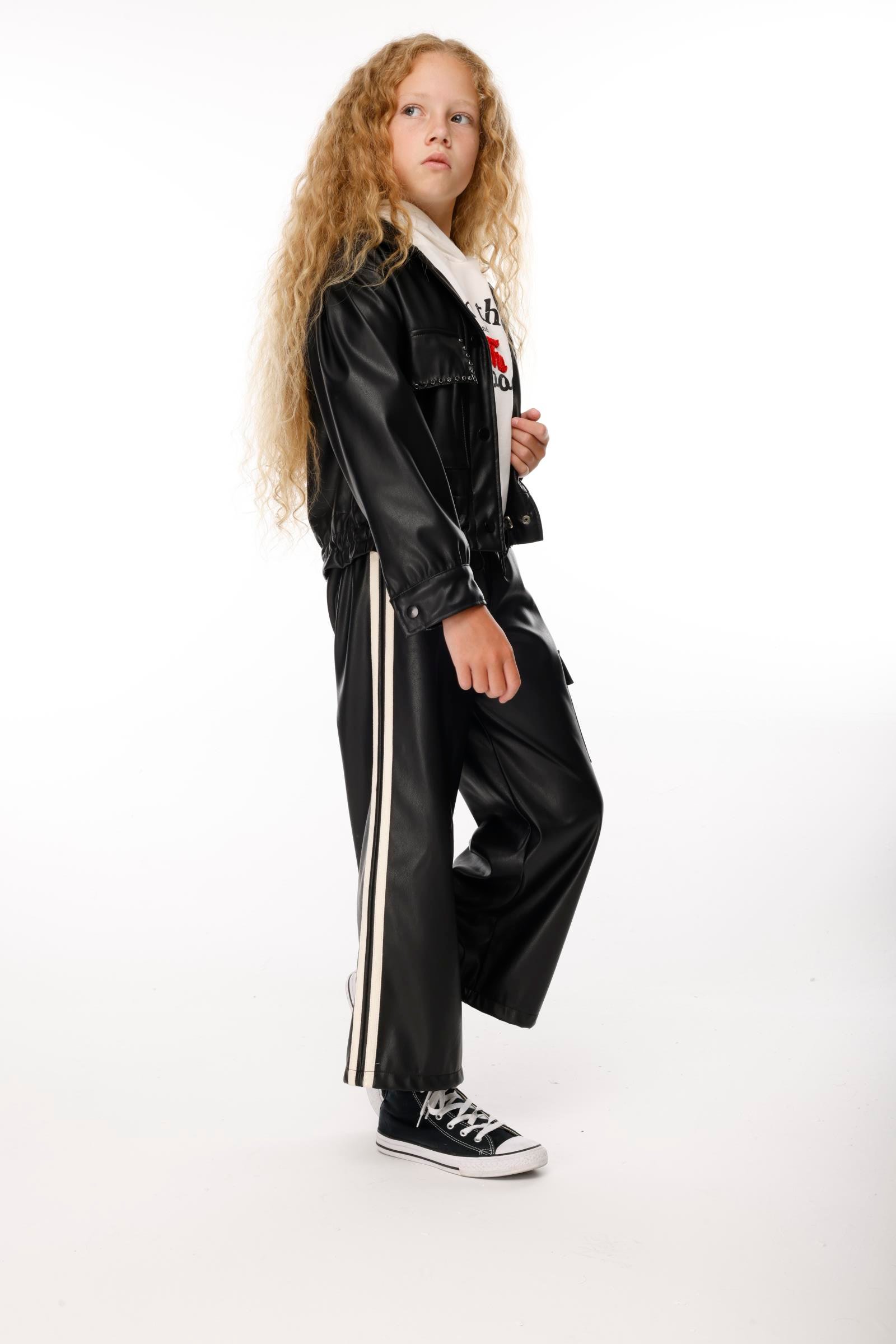 Jena Kız Çocıuk Deri Ceket 9-14 Yaş SİYAH