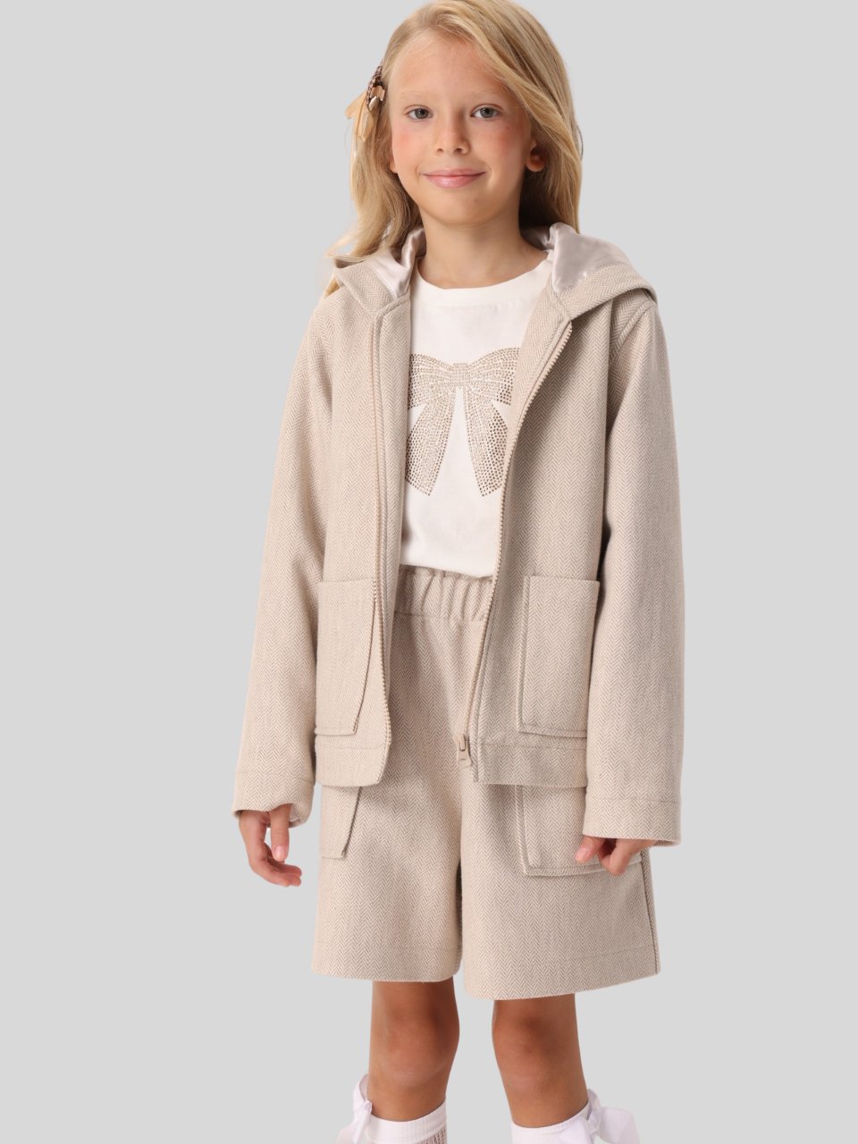 Jena Kız Çocuk Balık Sırtı Mont 7-14 Yaş Bej