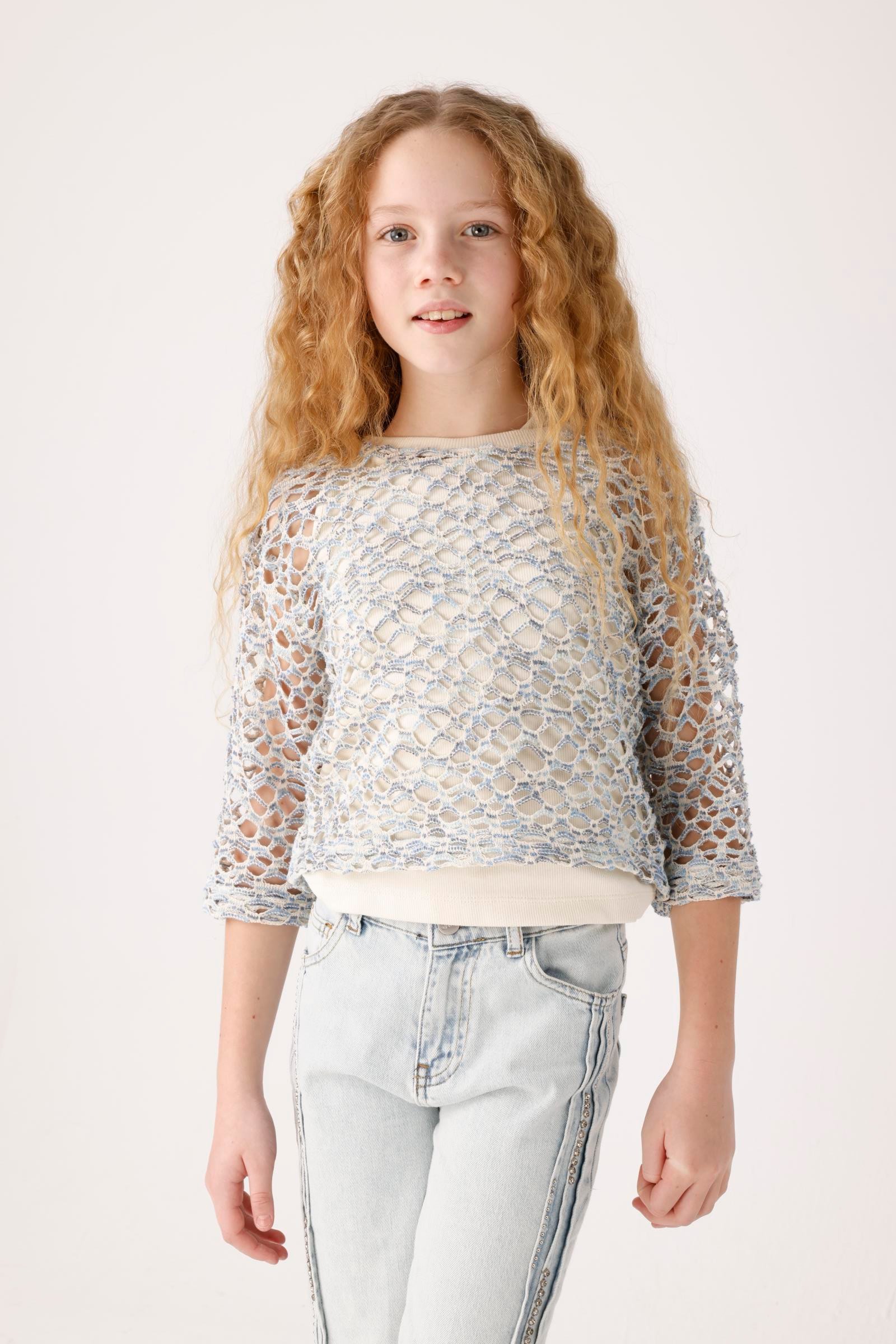 Jena Kız Çocuk Dekrade File Swearshirt 8-14Yaş Mavi