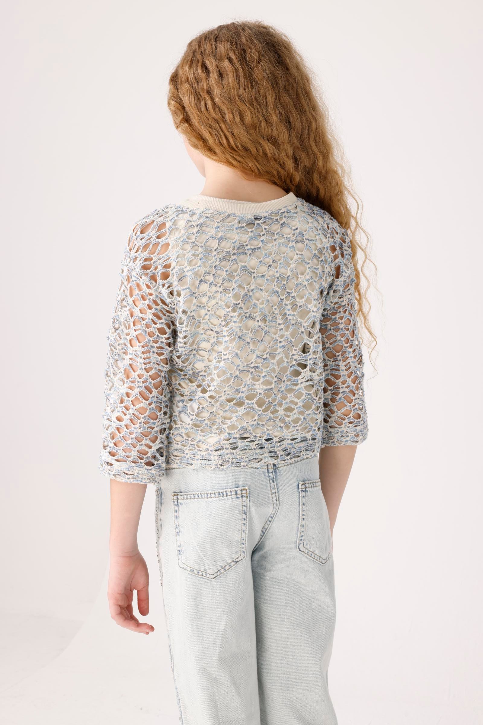 Jena Kız Çocuk Dekrade File Swearshirt 8-14Yaş Mavi