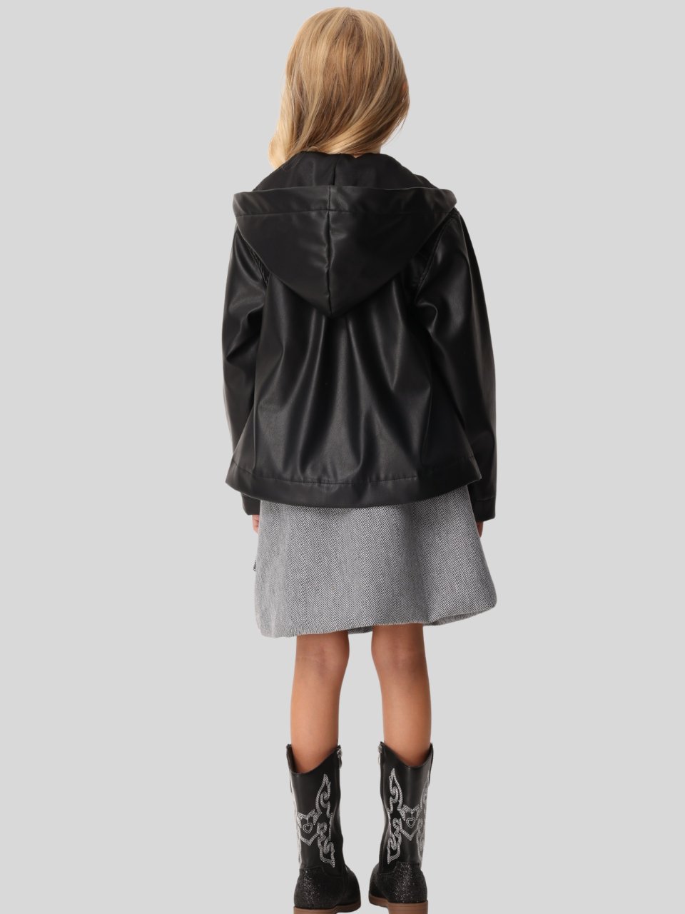 Jena Kız Çocuk Deri Ceket 7-14 Yaş Siyah