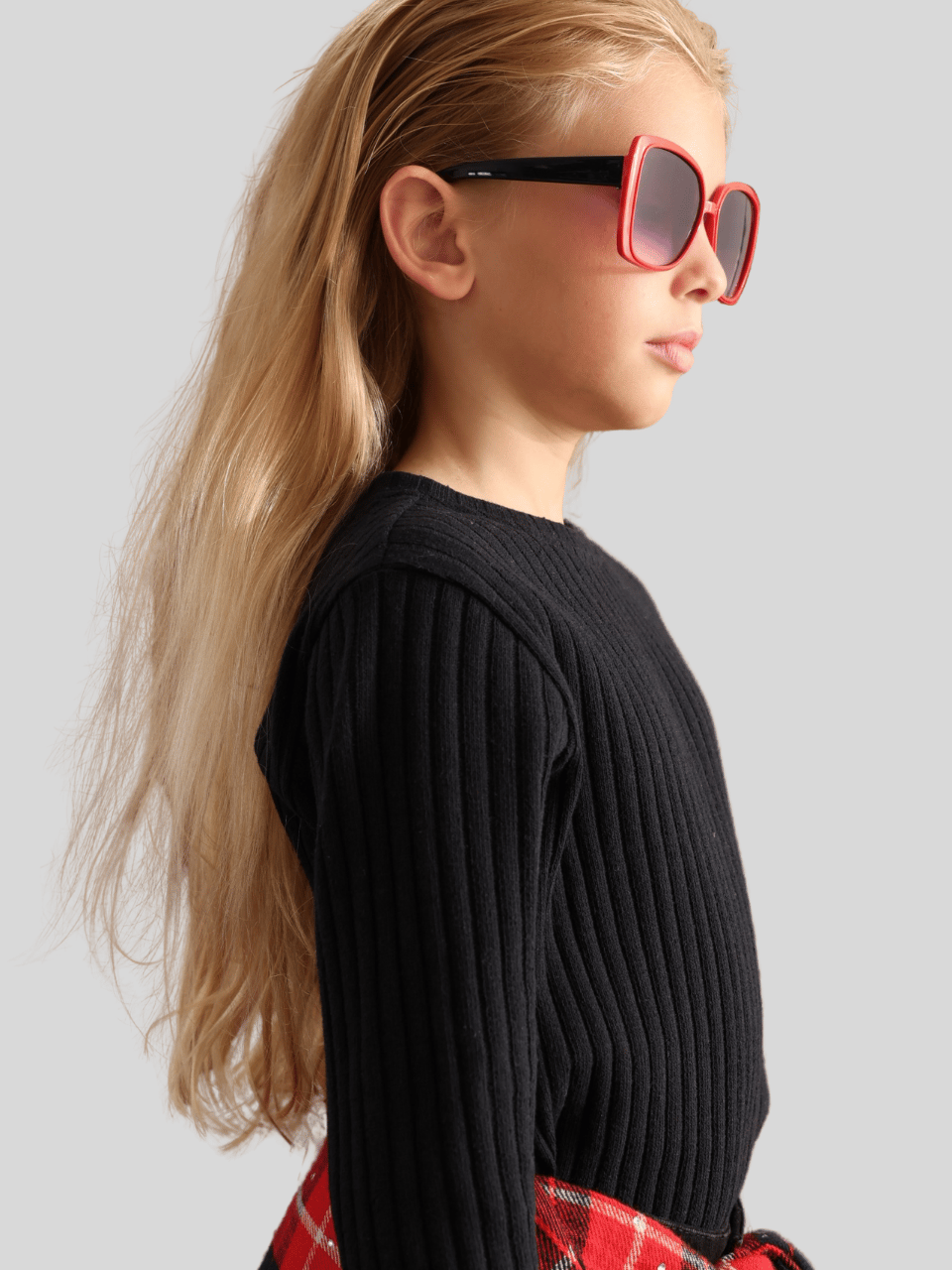 Jena Kız Çocuk Fitilli Triko Sweatshirt 7-14 Yaş Siyah