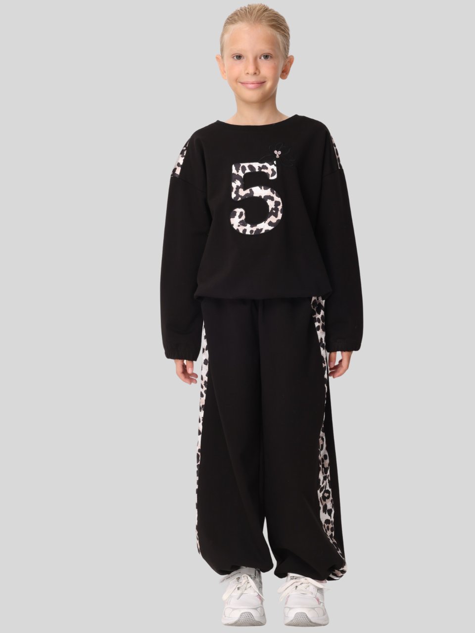Jena Kız Çocuk Leopar Takım 7-14 Yaş Siyah