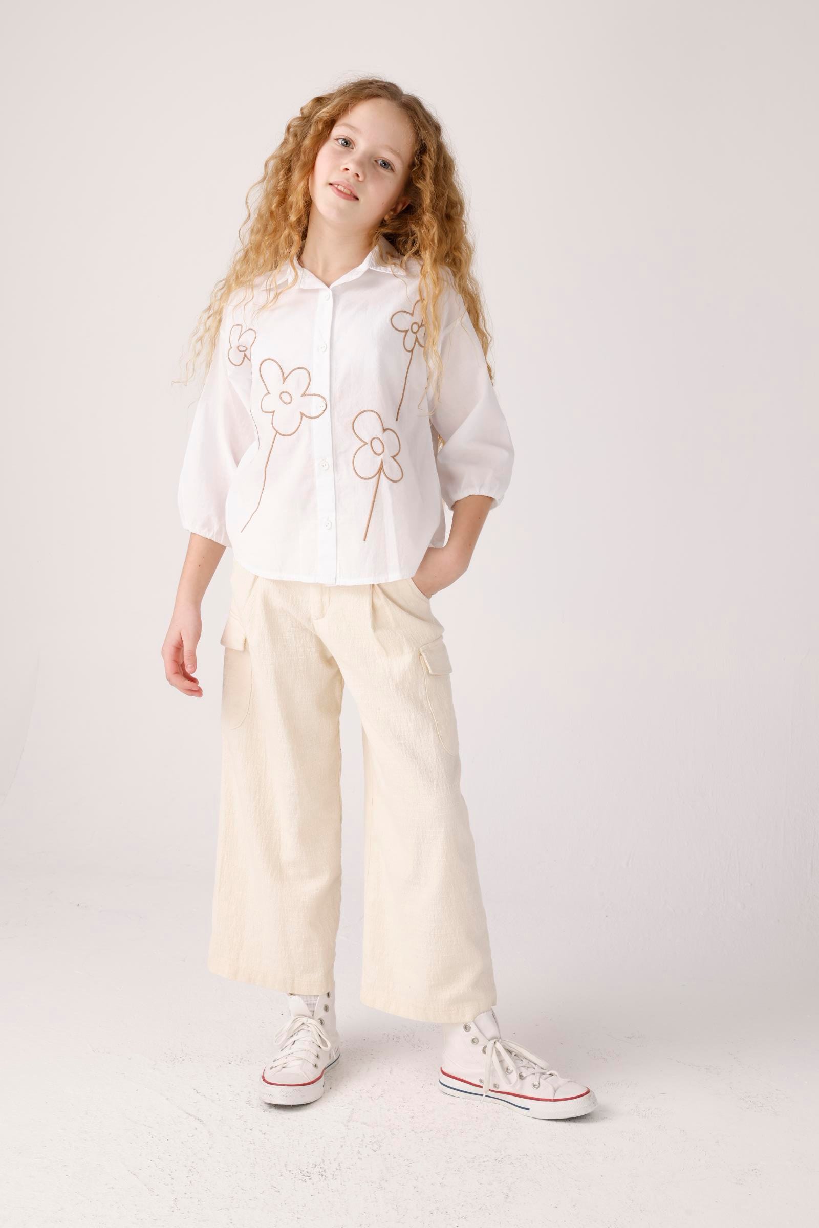 Jena Kız Çocuk Natural Pantolon 7-14 Yaş Krem