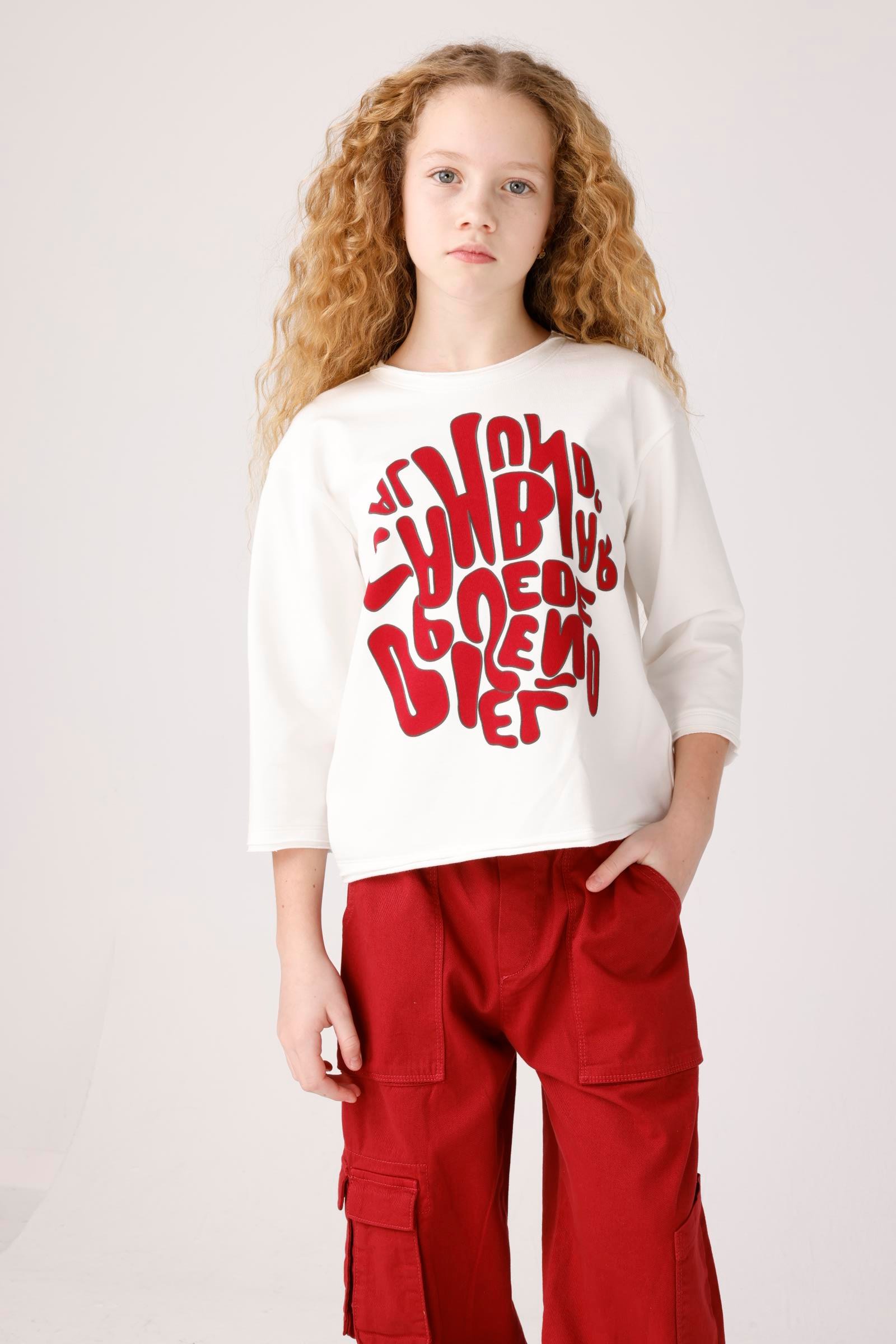 Jena Kız Çocuk Oversize Sweatshirt 8-14 Yaş Ekru