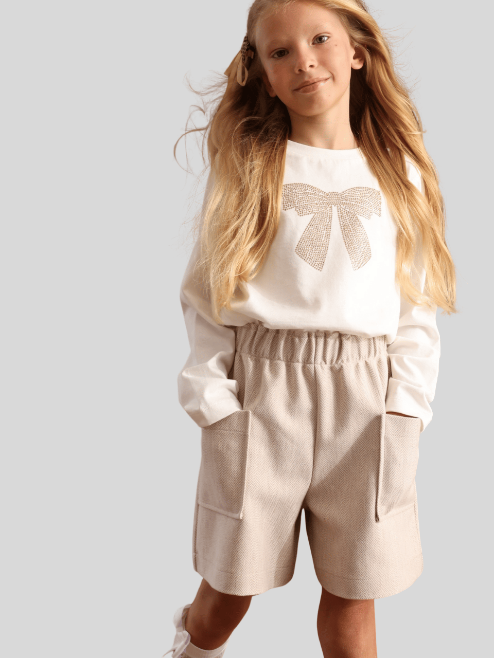 Jena Kız Çocuk Taşlı Sweatshirt 7-14 Yaş Ekru