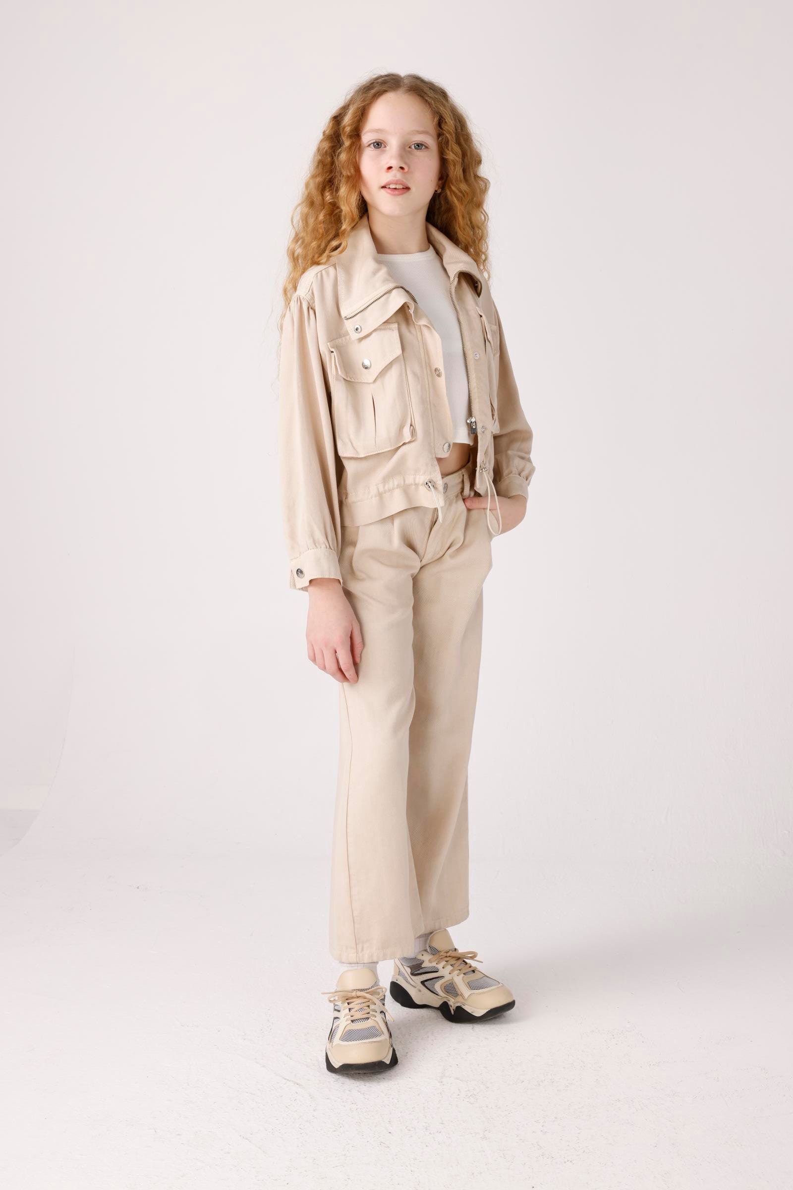 Jena Kız Çocuk Tensel Stil Pantolon 8-14 Yaş Krem