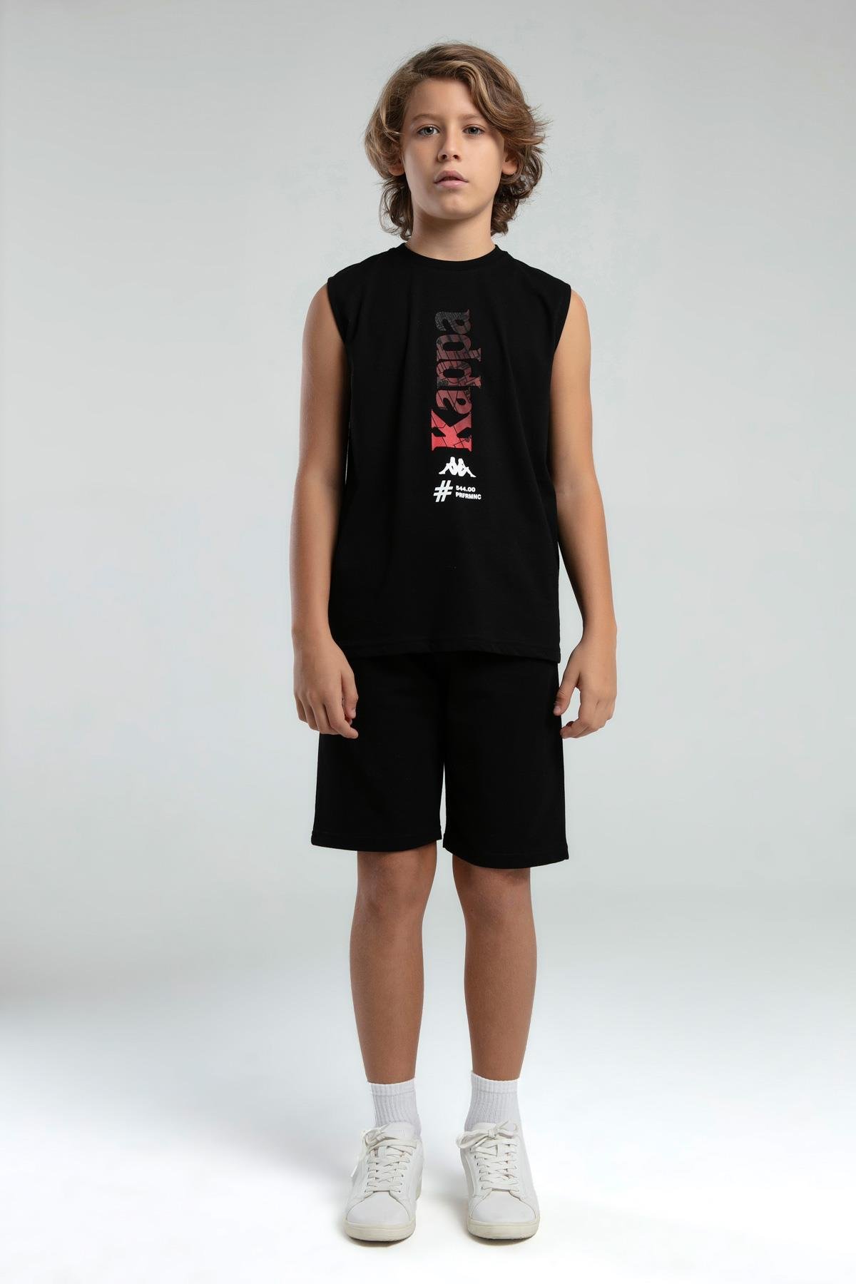 Kappa Erkek Çocuk Baskılı Atlet 5-16 Yaş Siyah