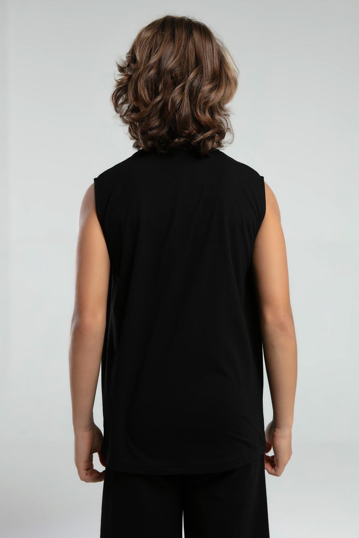 Kappa Erkek Çocuk Baskılı Atlet 5-16 Yaş Siyah