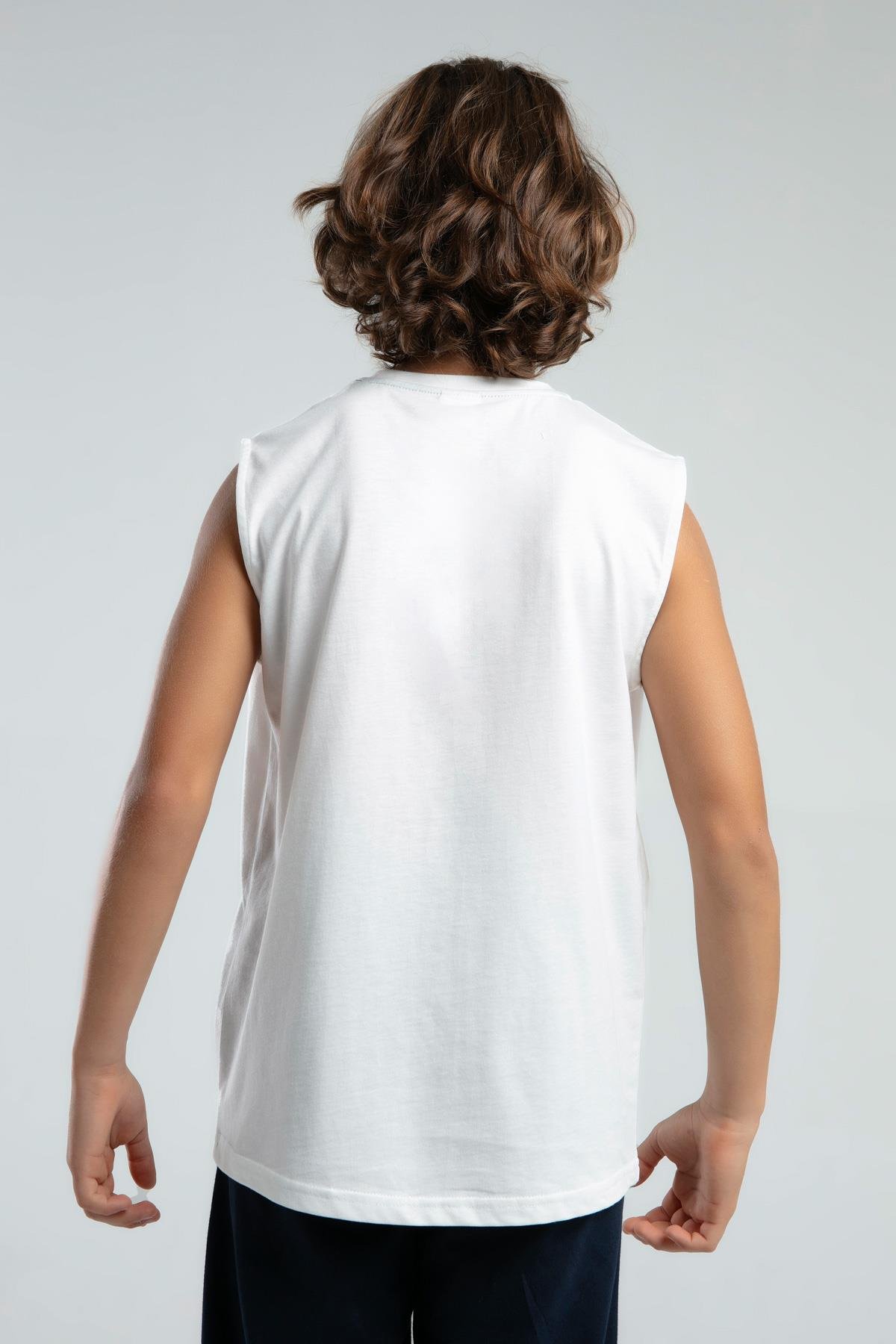 Kappa Erkek Çocuk Baskılı Atlet 5-16 Yaş Beyaz