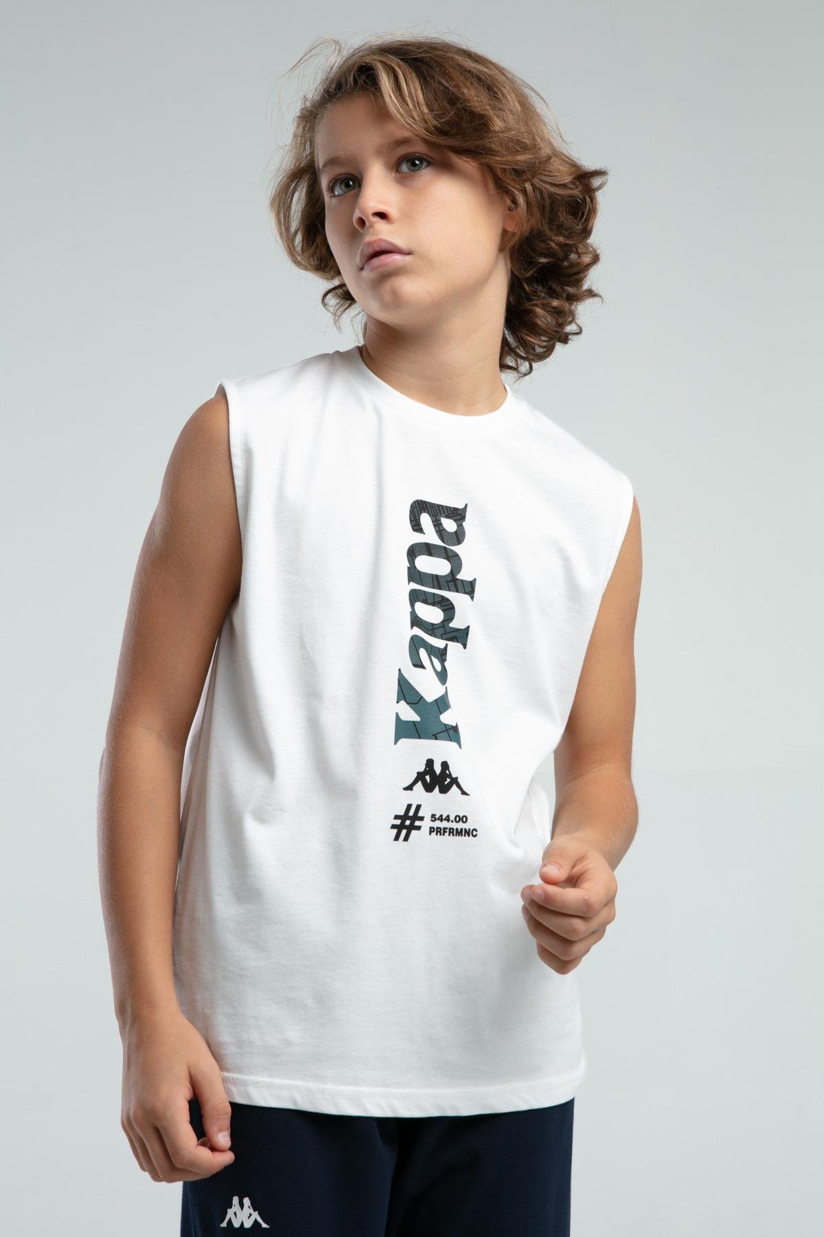 Kappa Erkek Çocuk Baskılı Atlet 5-16 Yaş Beyaz