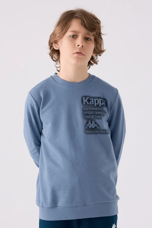 Kappa Erkek Çocuk Baskılı Sweatshirt 6-16 Yaş MAVİ