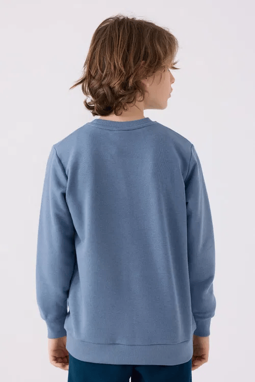 Kappa Erkek Çocuk Baskılı Sweatshirt 6-16 Yaş MAVİ