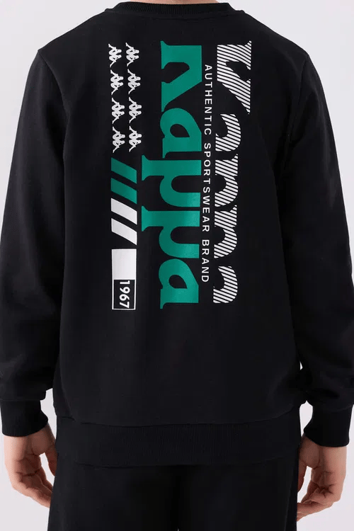 Kappa Erkek Çocuk Baskılı Sweatshirt 6-16 Yaş SİYAH