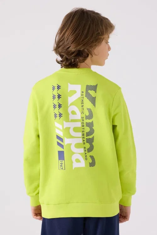 Kappa Erkek Çocuk Baskılı Sweatshirt 6-16 Yaş FISTIK YEŞİLİ