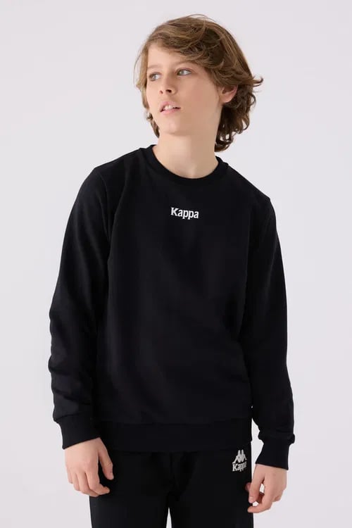 Kappa Erkek Çocuk Baskılı Sweatshirt 6-16 Yaş SİYAH