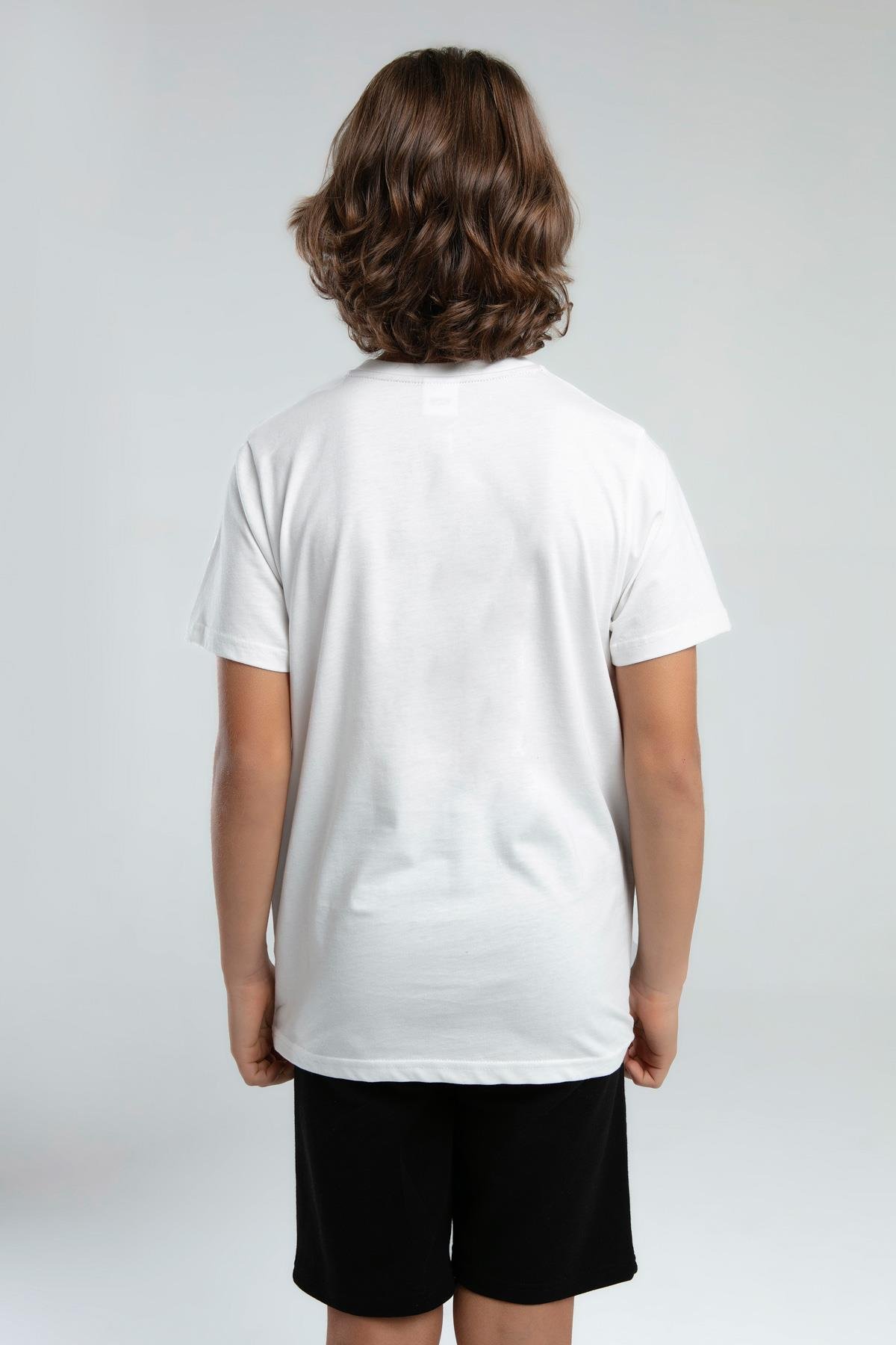 Kappa Erkek Çocuk Baskılı Tshirt 5-16 Yaş Beyaz